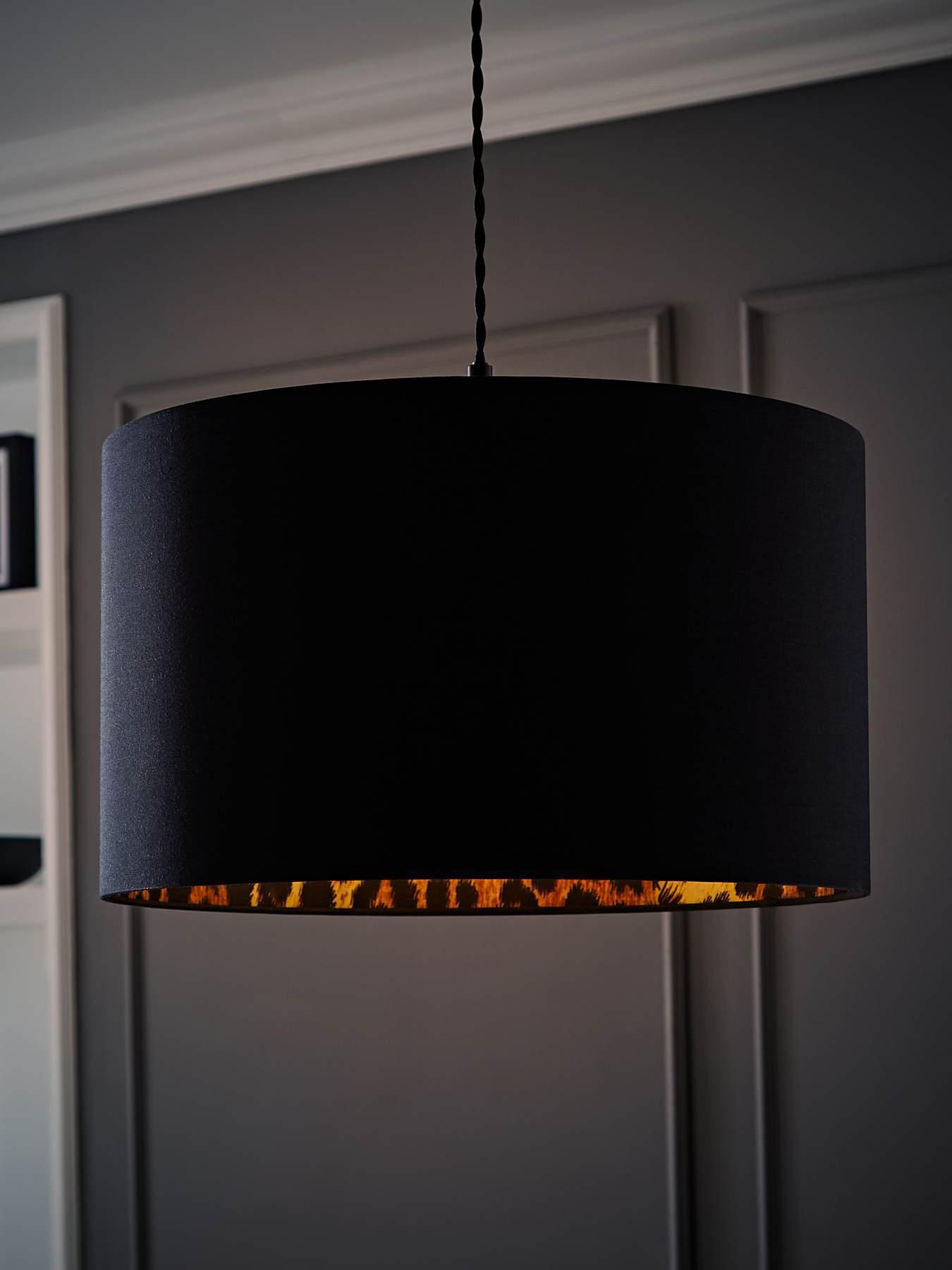 Image 5 of 7 of ValueLights Oasis Black Fabric with Leopard Print Inner Drum Ceiling Large Lamp Shade