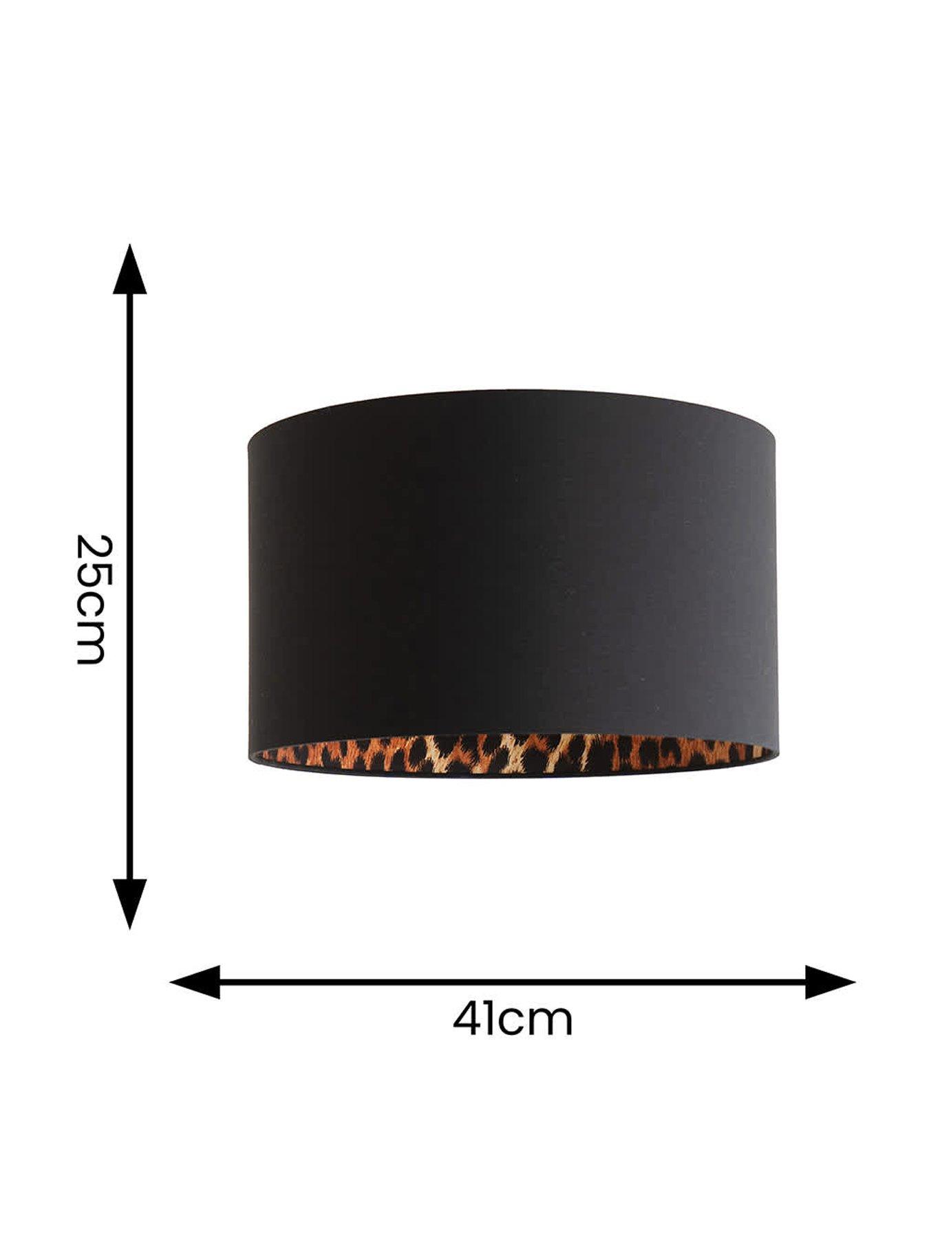 Image 7 of 7 of ValueLights Oasis Black Fabric with Leopard Print Inner Drum Ceiling Large Lamp Shade