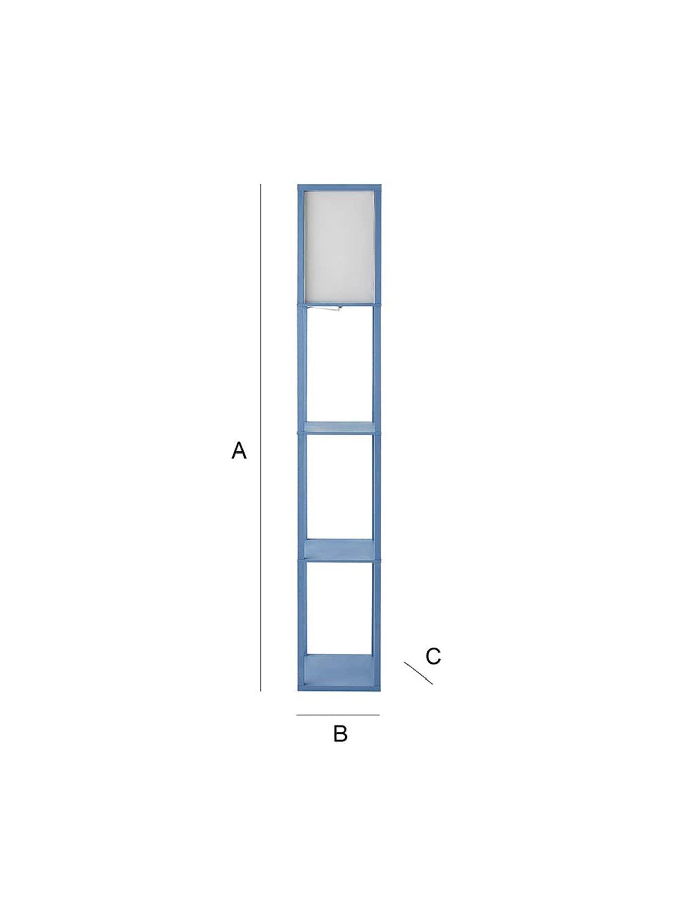 Image 6 of 7 of ValueLights Struttura Pastel Wood Shelving Square Floor Lamp with Fabric Shade