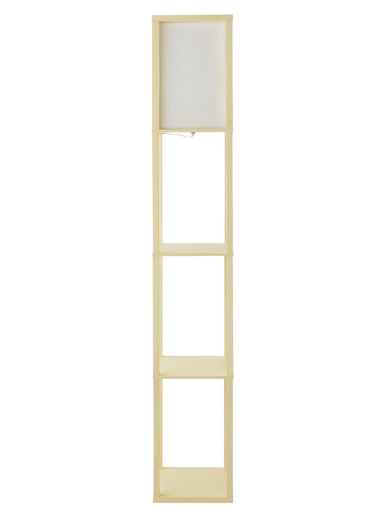 undefined Struttura Pastel  Wood Shelving Square Floor Lamp with Fabric Shade