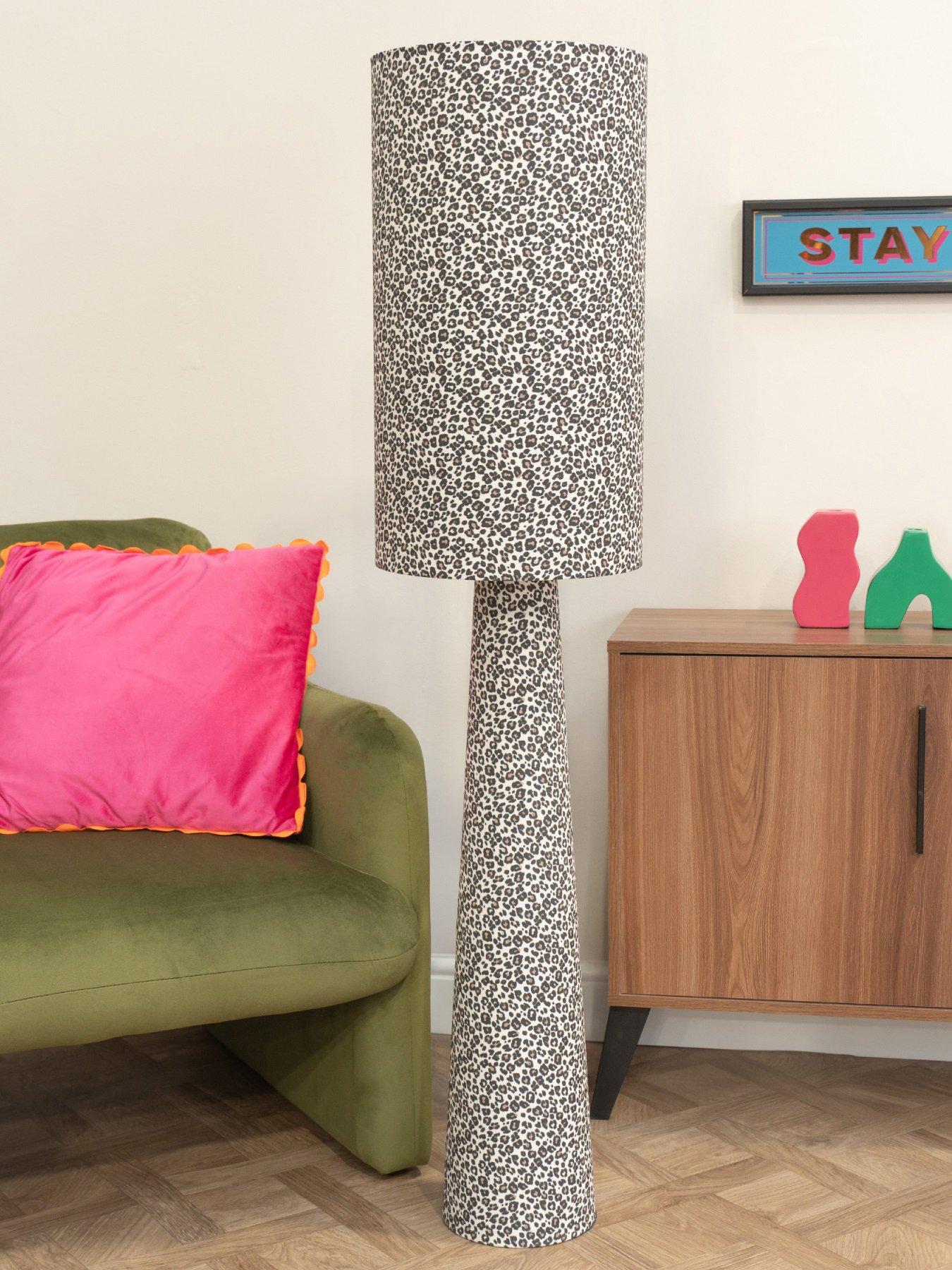 undefined Bertie Leopard Print Full Fabric Midi Floor Lamp