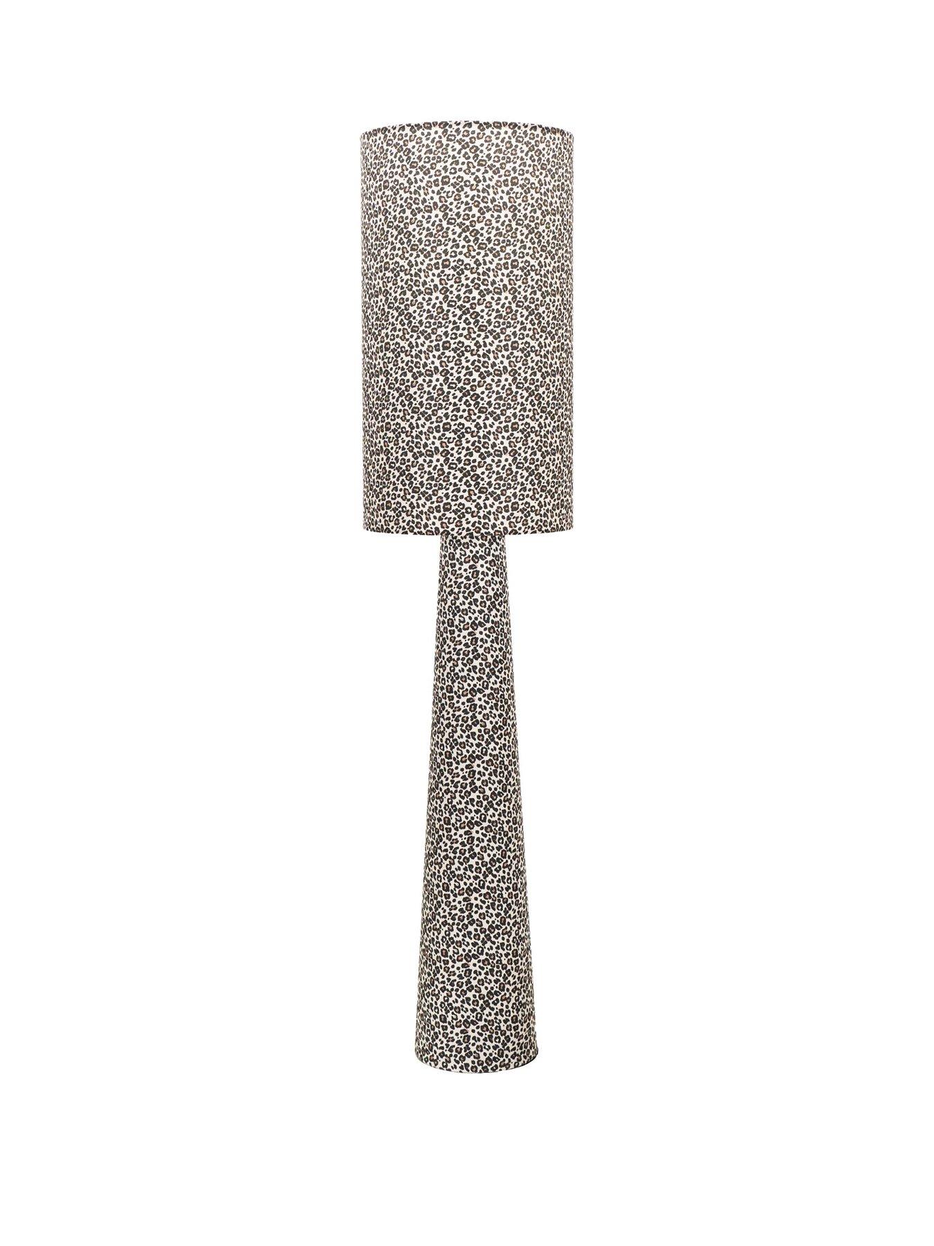 Image 2 of 5 of ValueLights Bertie Leopard Print Full Fabric Midi Floor Lamp