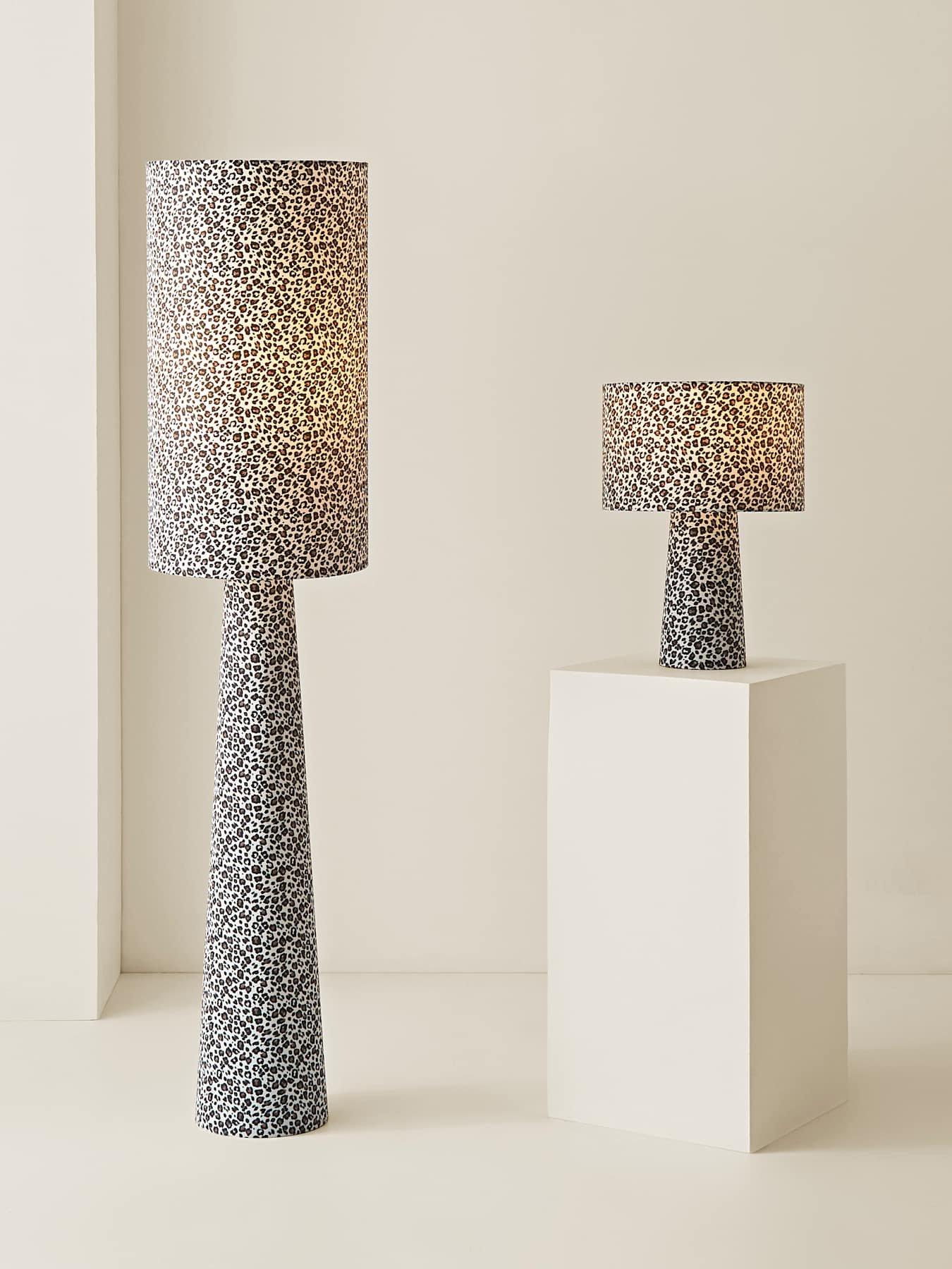 Image 7 of 7 of ValueLights Bertie Leopard Print Full Fabric Midi Floor Lamp