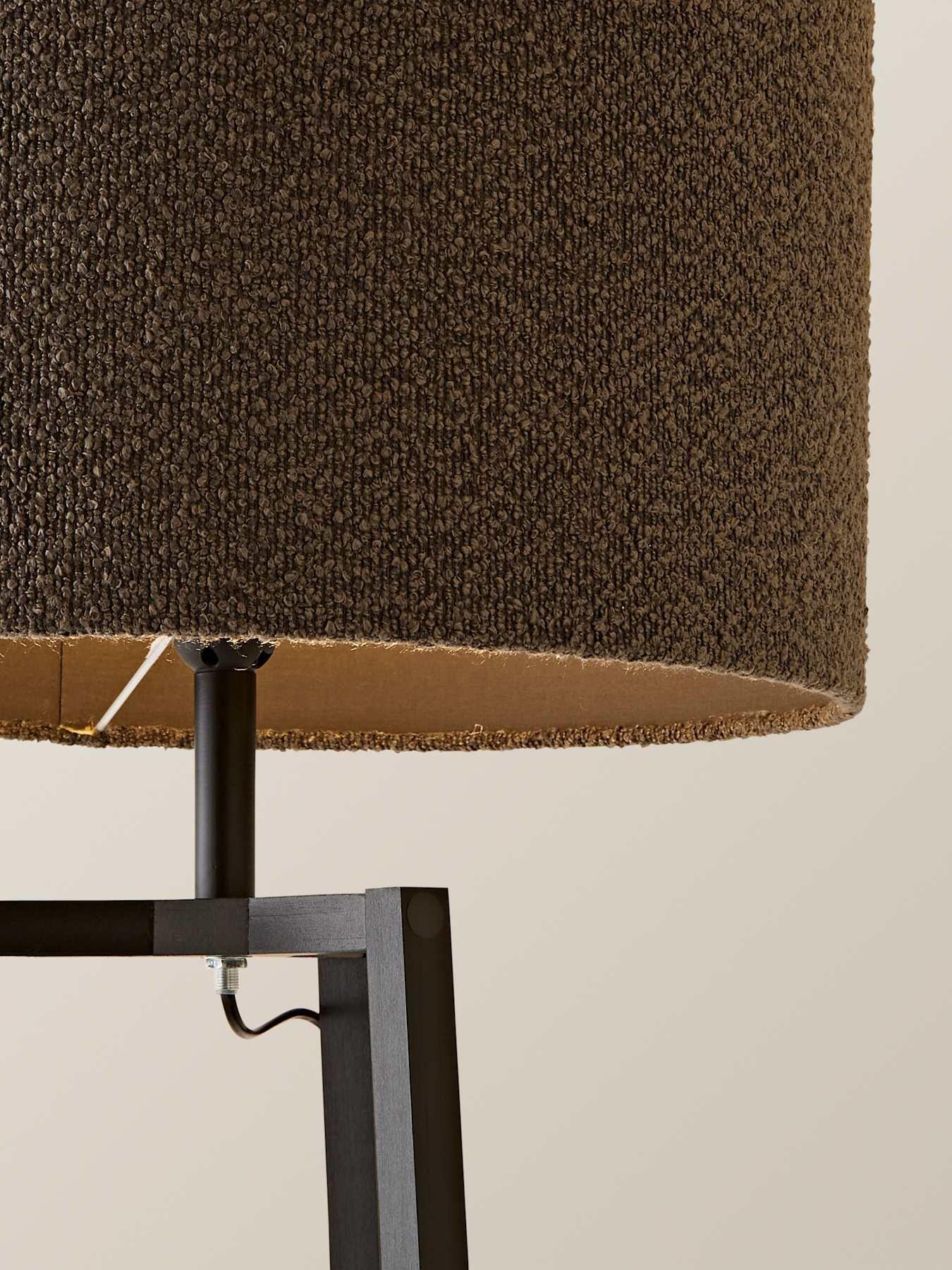 Image 3 of 7 of ValueLights Hiru 3 Tier Shelf Wooden Floor Lamp with Large Boucle Reni Shade