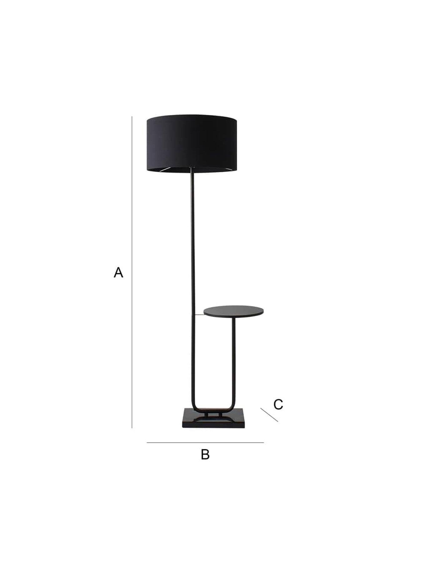 Image 6 of 6 of ValueLights Tavel Matte Black Floor Lamp With Table And Black Shade