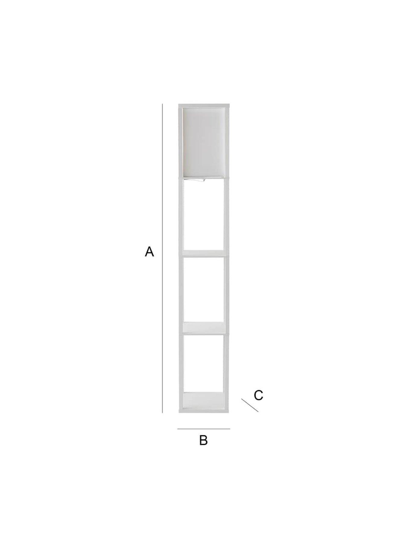 Image 6 of 7 of ValueLights Struttura Wooden Shelves Floor Lamp with Fabric Shade