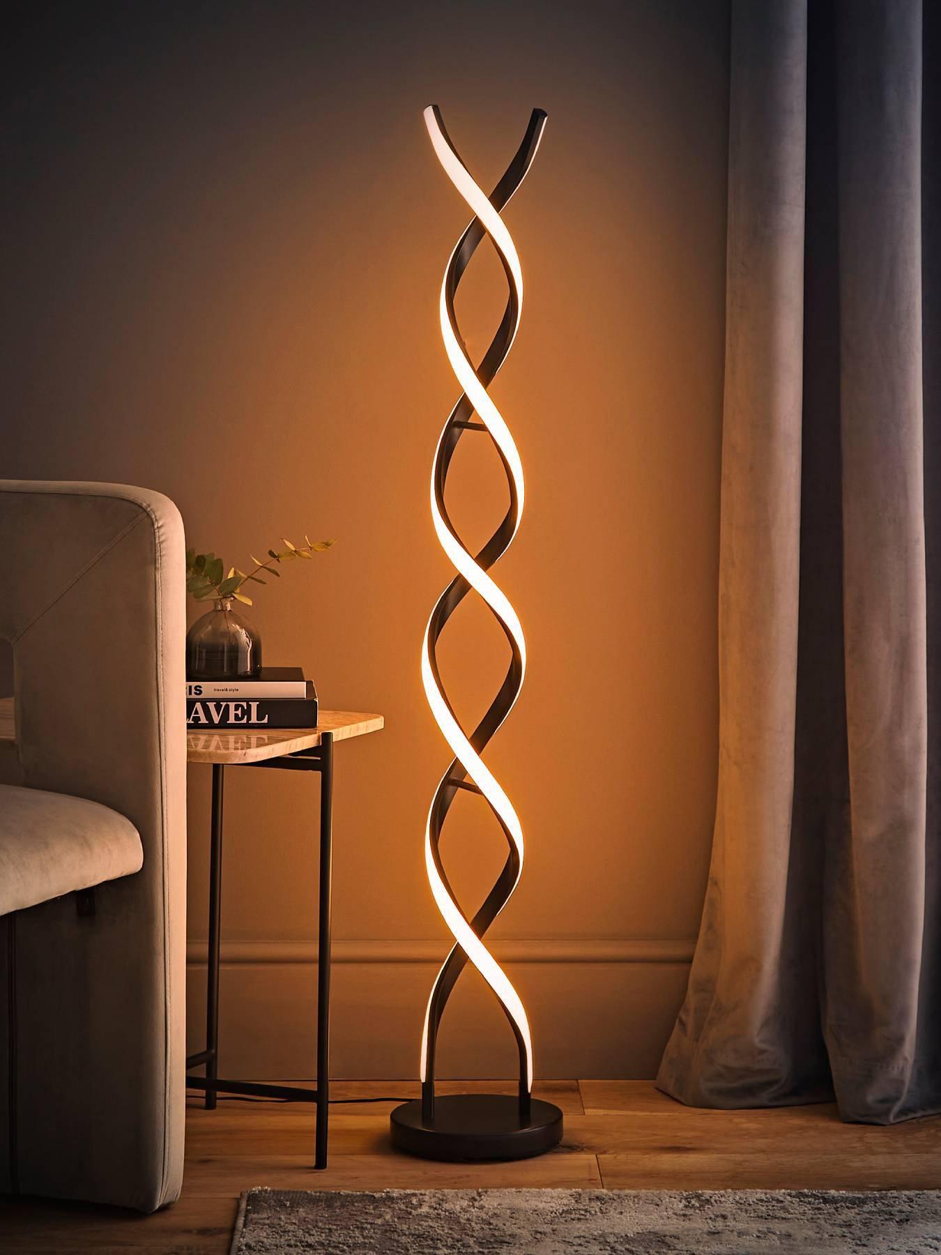 ValueLights Infinity Matt Black Double Twist Integrated Led Floor Lamp