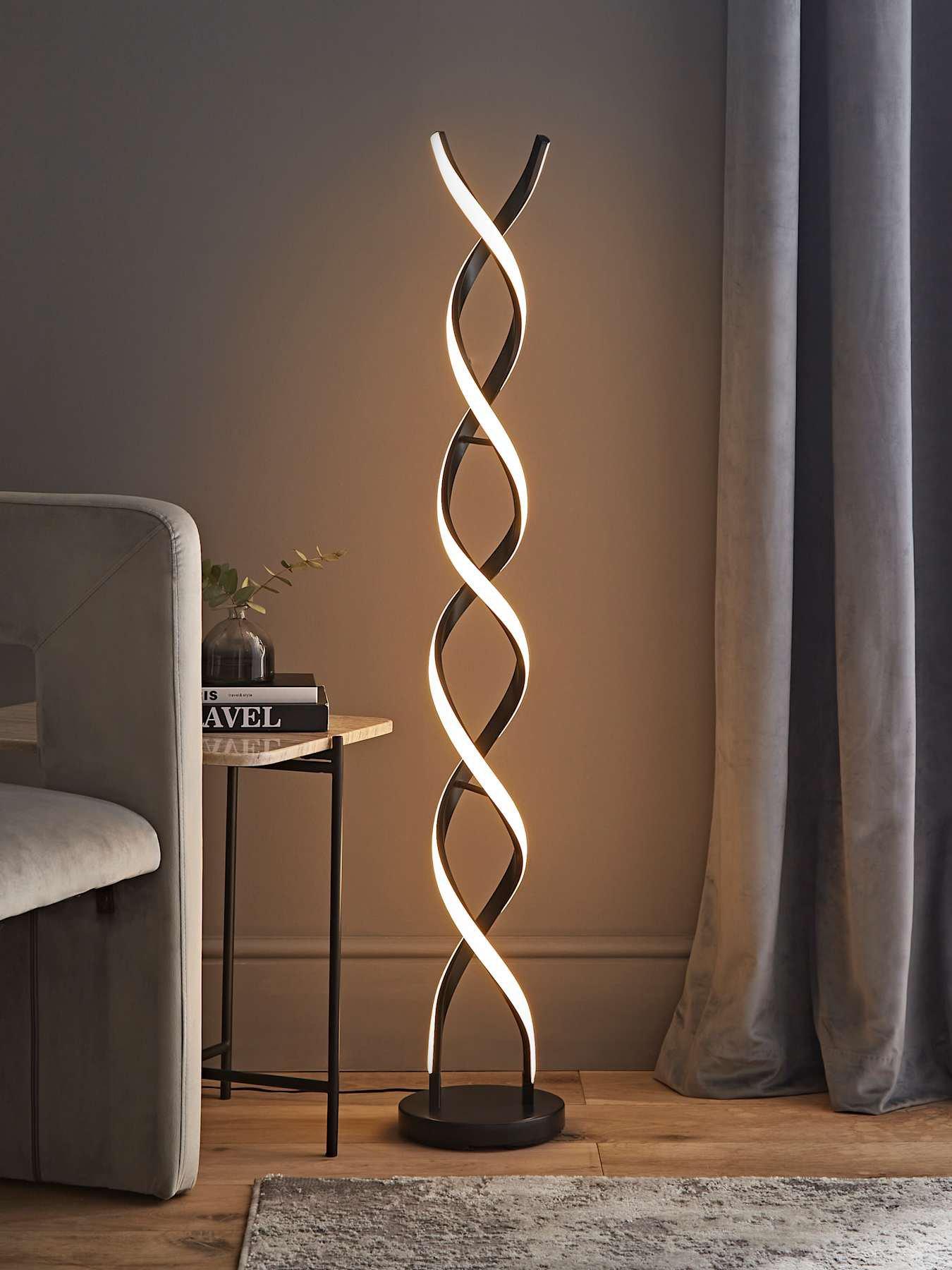 ValueLights Infinity Matt Black Double Twist Integrated Led Floor Lamp