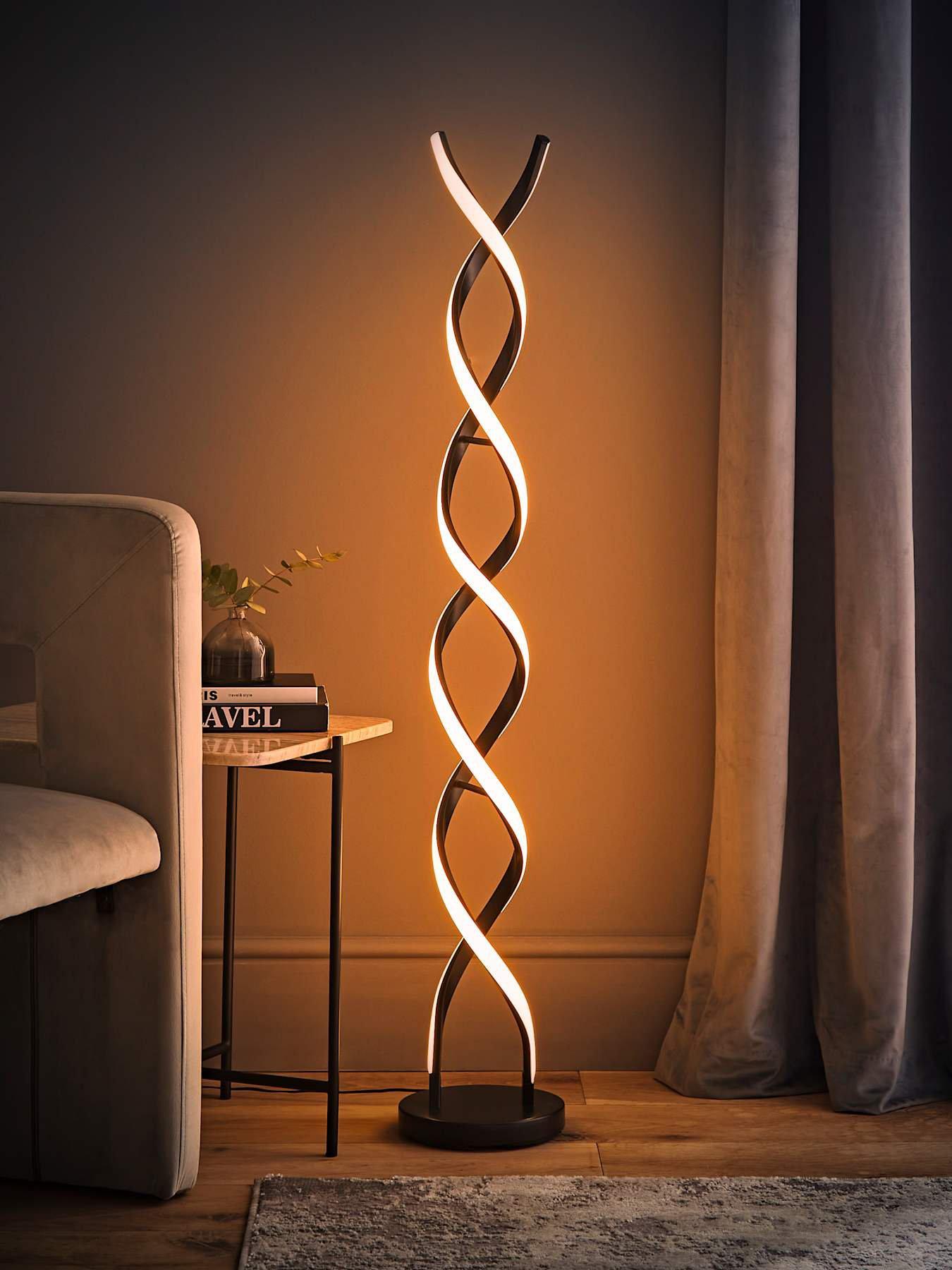 Image 4 of 6 of ValueLights Infinity Matt Black Double Twist Integrated Led Floor Lamp
