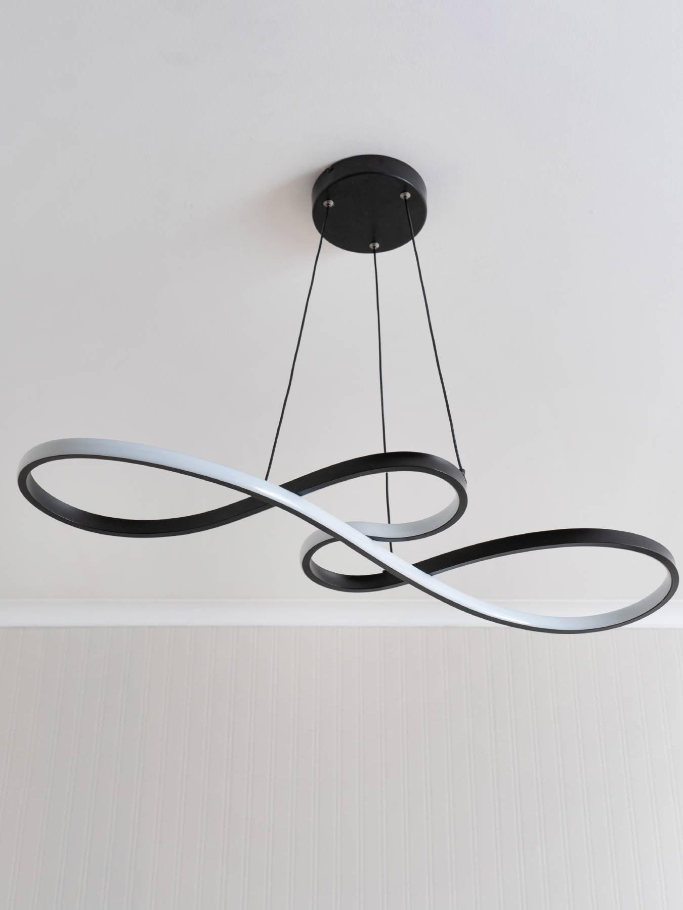 undefined Infinity Matte Black Loop Drop Bar Led Ceiling Pendant Light