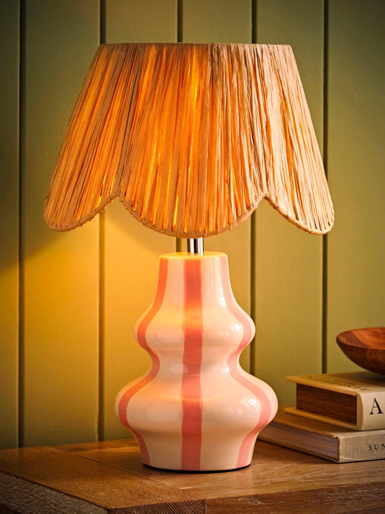 ValueLights Perrie Blush Ceramic Table Lamp
