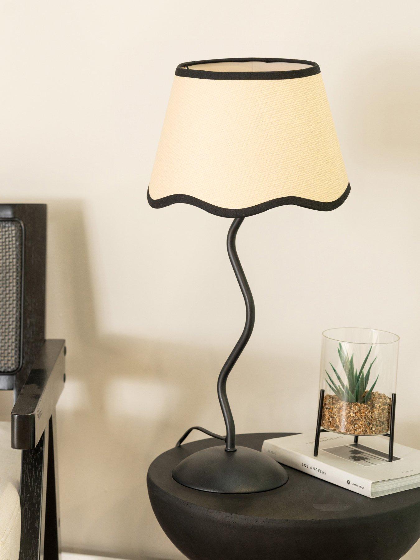 undefined Wiggle Black Metal Table Lamp With Black Trim Scallop Shade
