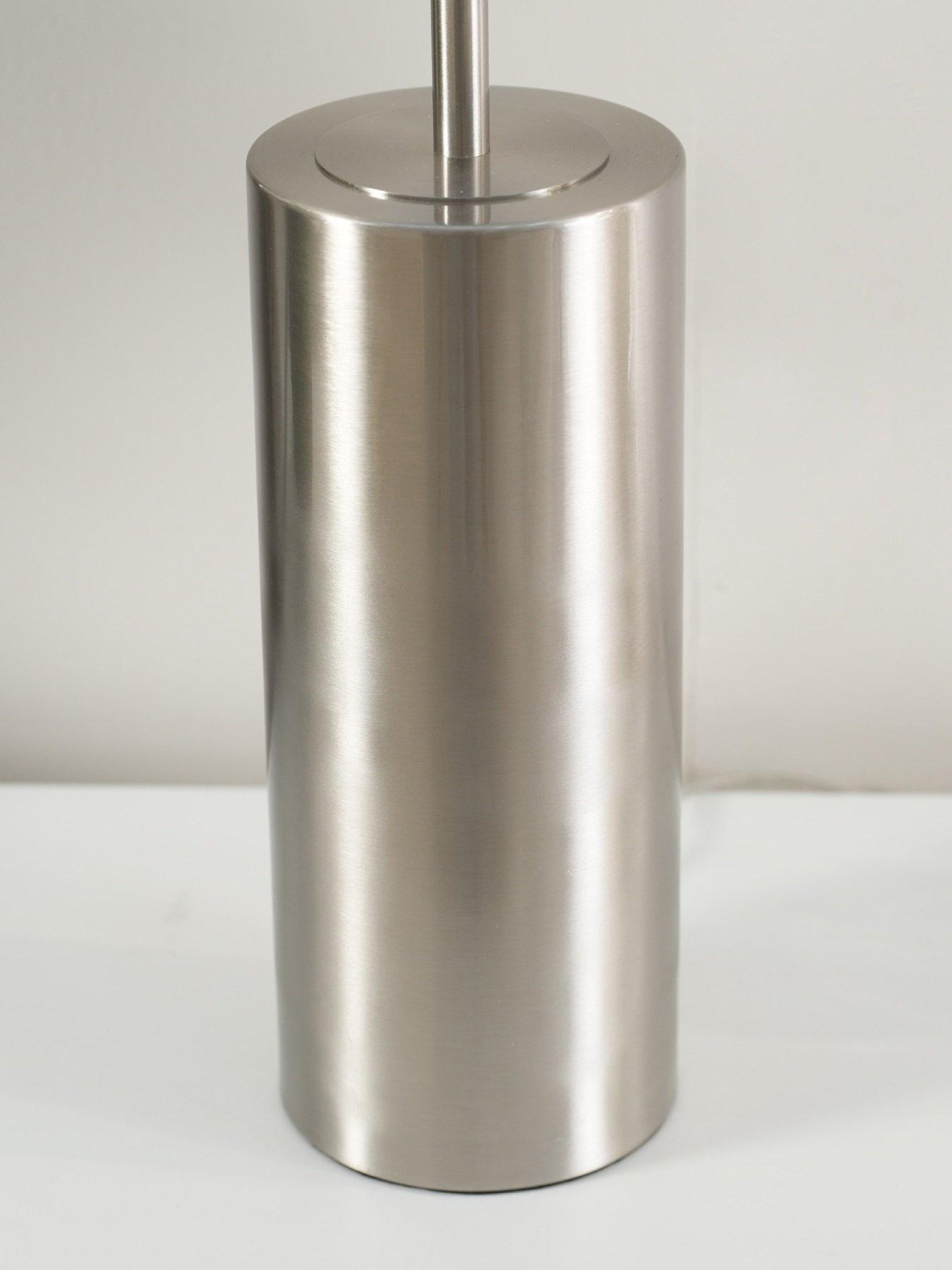 Image 4 of 5 of ValueLights Lexy Chrome Touch Table Lamp With Charcoal Boucle Shade