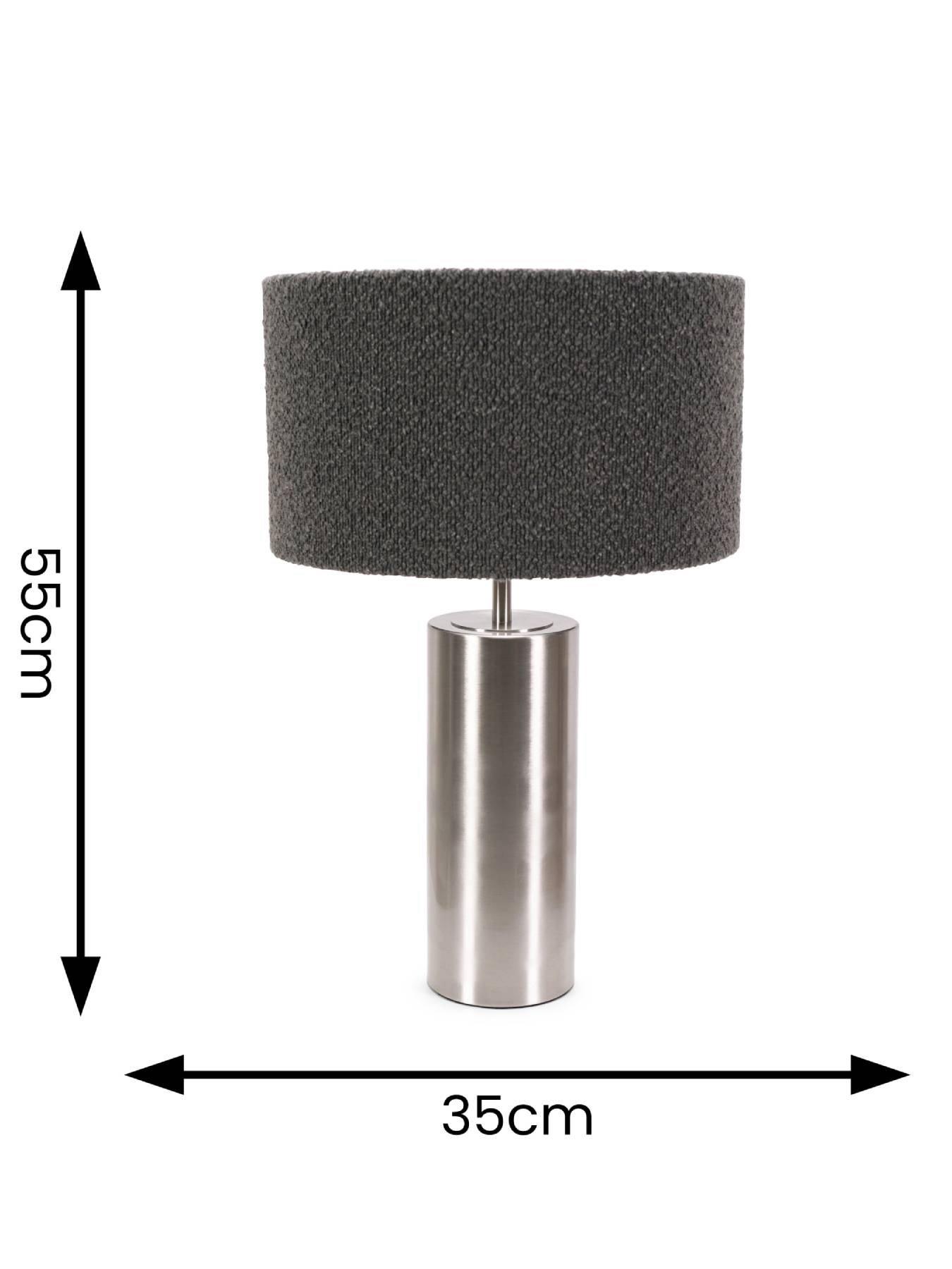 Image 5 of 5 of ValueLights Lexy Chrome Touch Table Lamp With Charcoal Boucle Shade