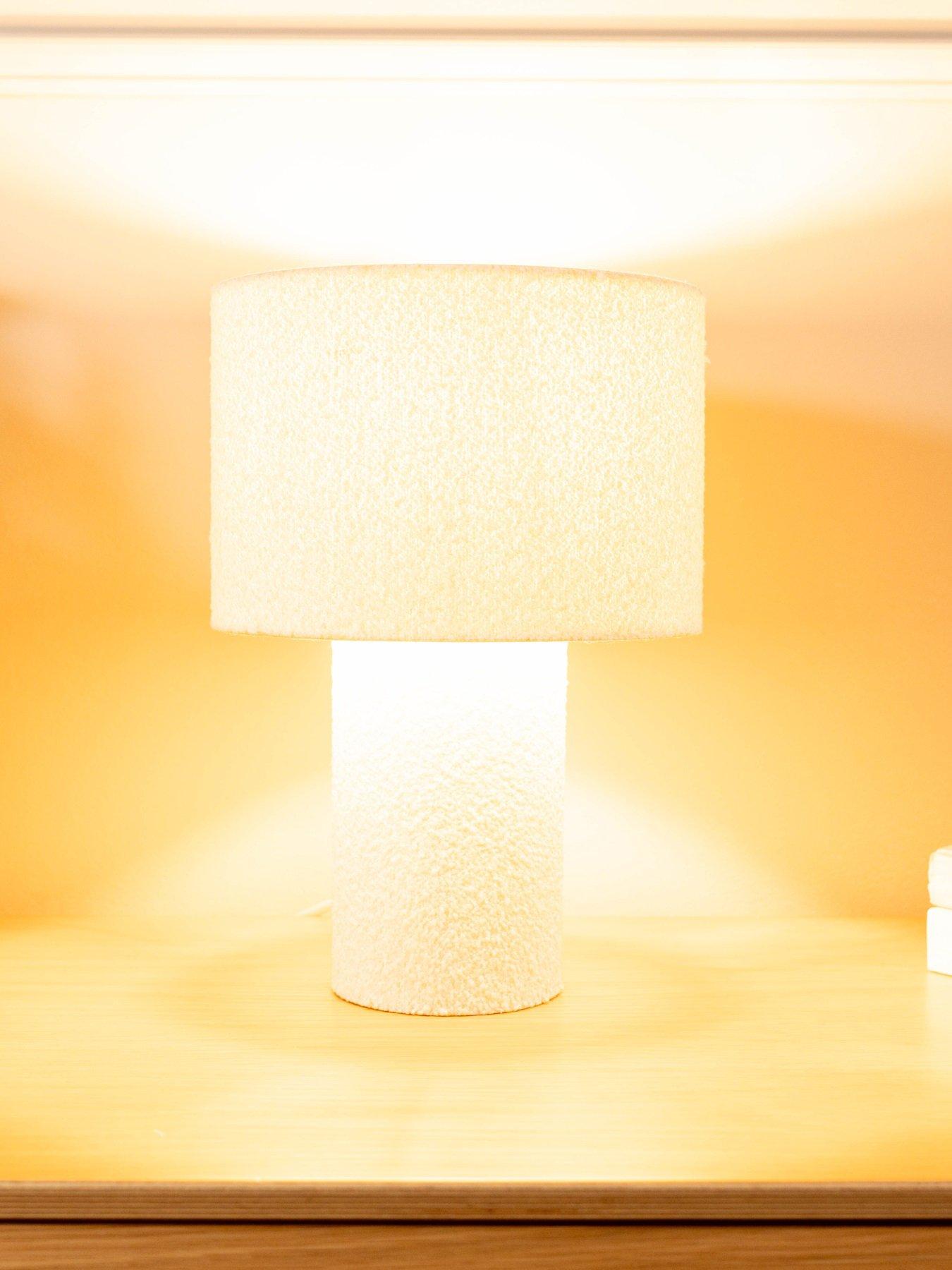 Image 4 of 5 of ValueLights Ash Natural Boucle Table Lamp