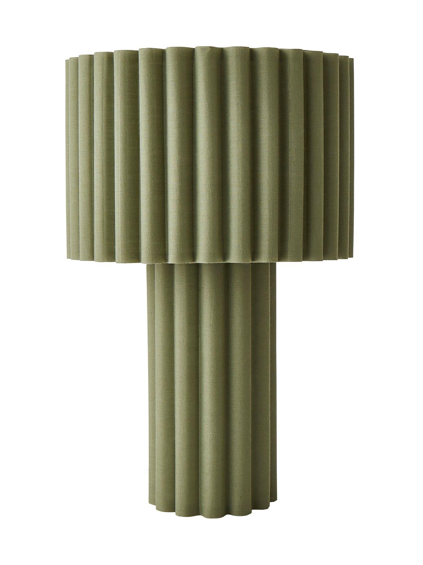 undefined Lenny  Drum Lamp Shade Colour Drench Ribbed Full Fabric Table Lamp