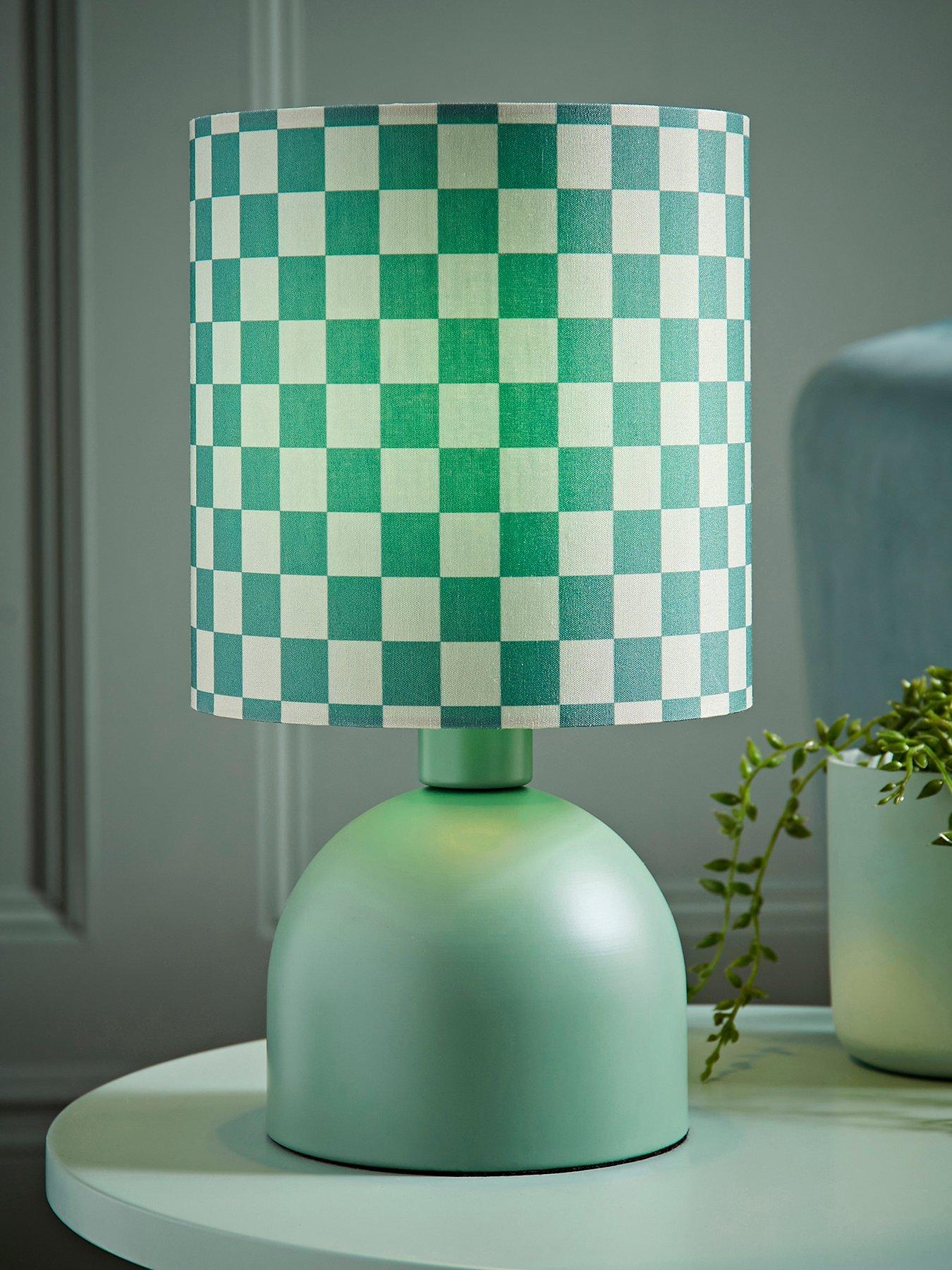 ValueLights Miley Green Checkerboard Table Lamp