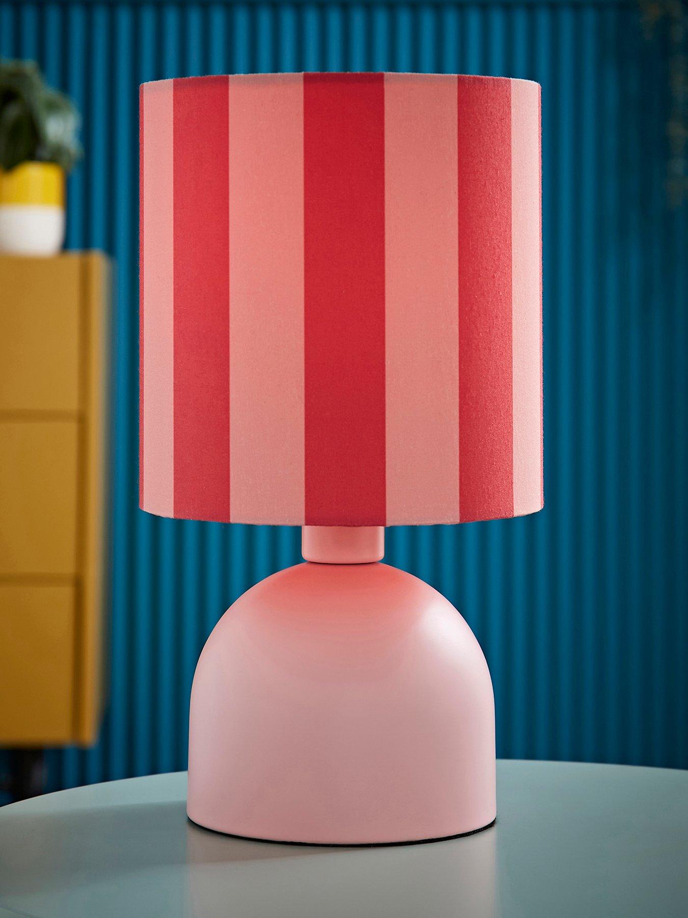 ValueLights Miley Pink Stripes Table Lamp
