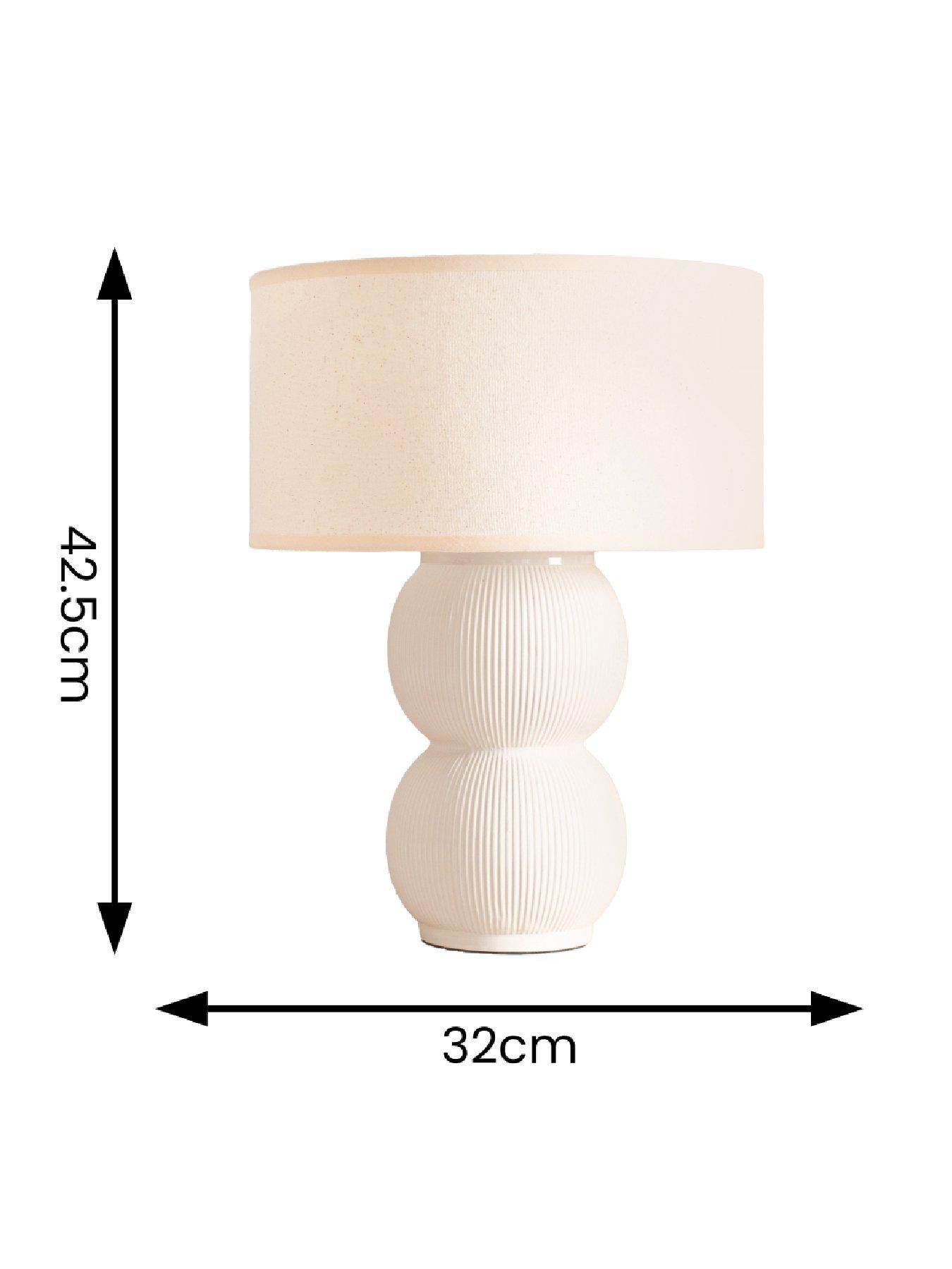 Image 4 of 7 of ValueLights Gemma Stacked Ribbed Cream Glazed Table Lamp