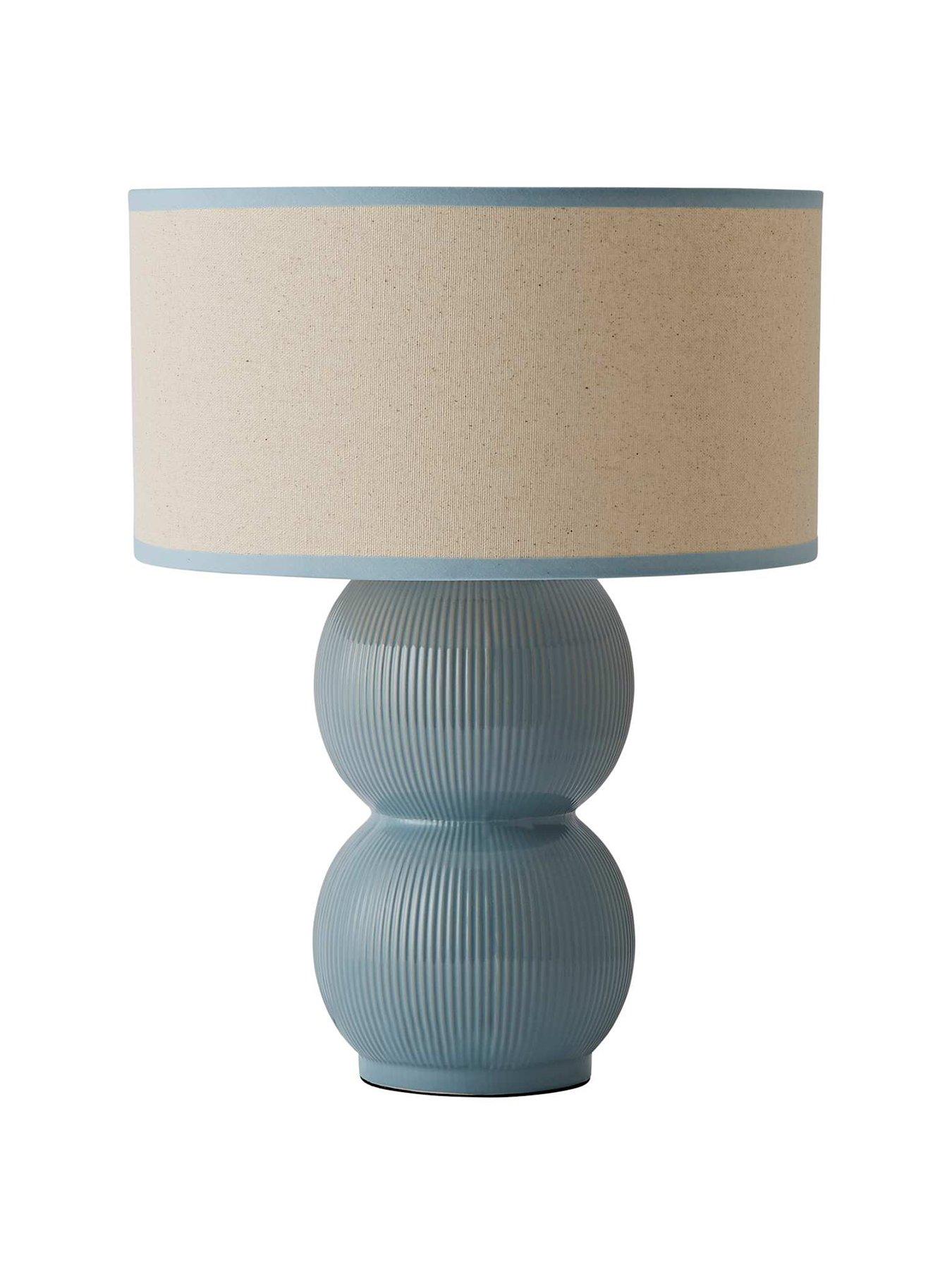 Image 2 of 6 of ValueLights Gemma Stacked Ribbed Green Glazed Table Lamp