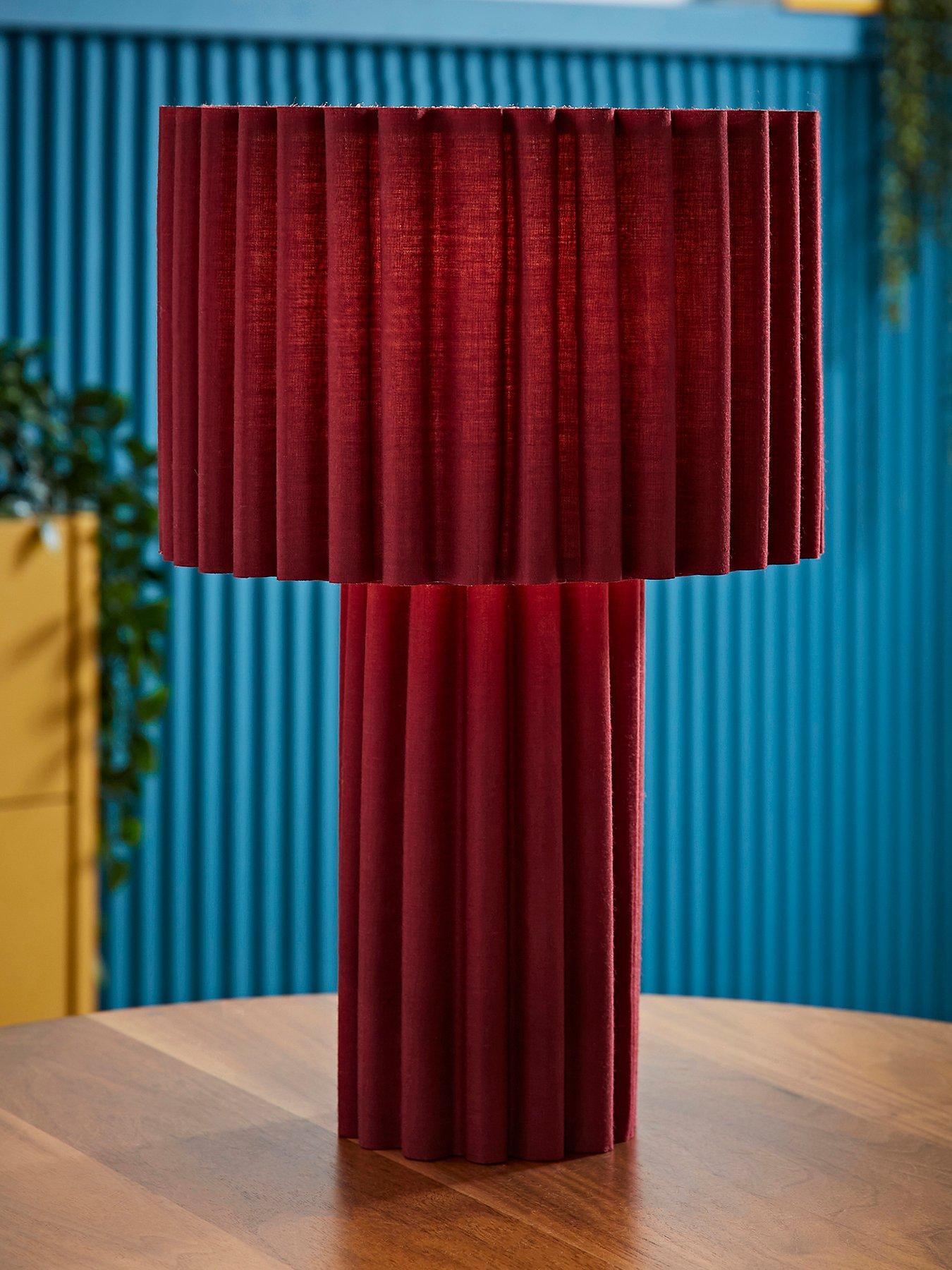 ValueLights Lenny  Drum Lamp Shade Colour Drench Ribbed Full Fabric Table Lamp