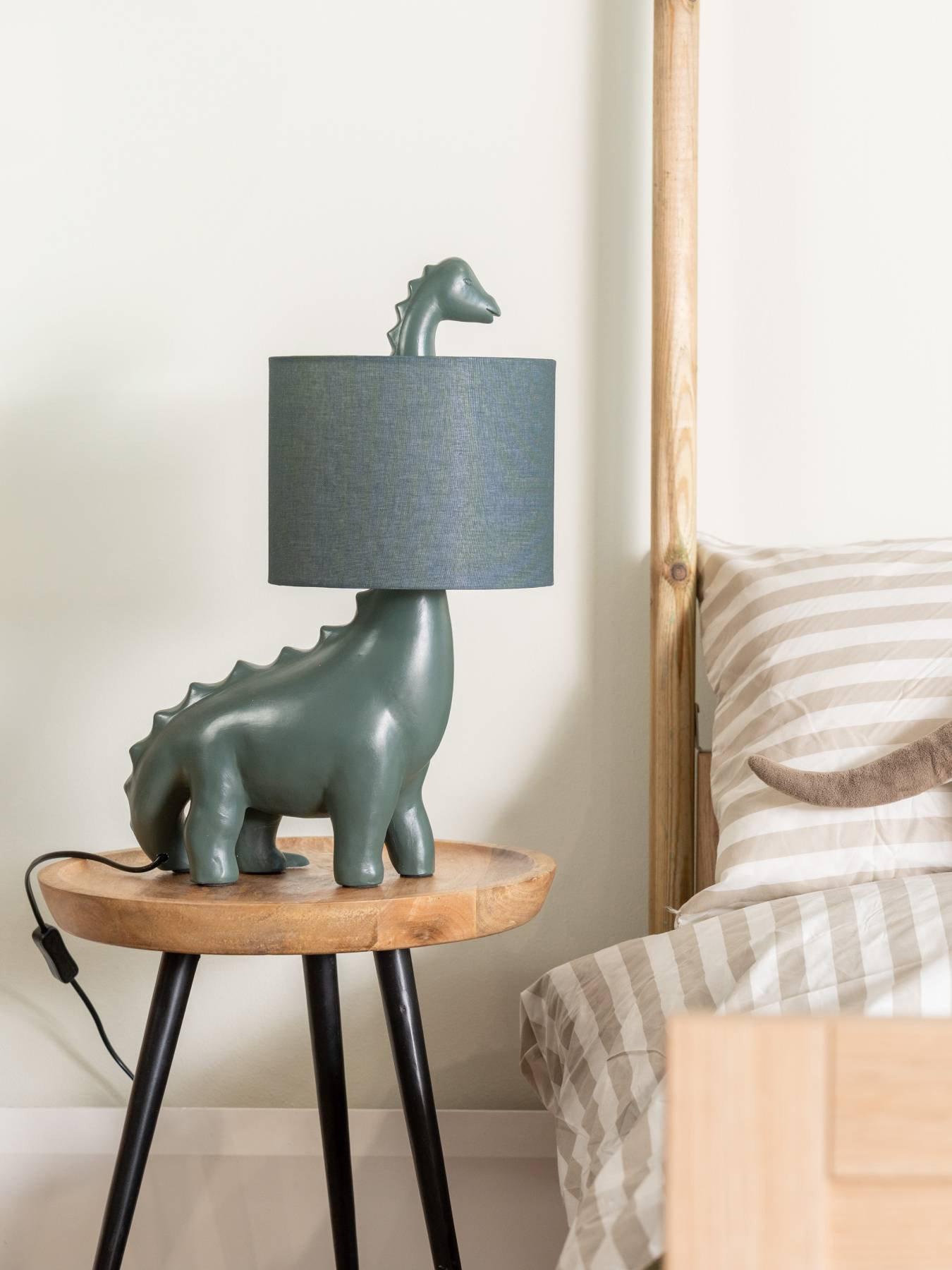 ValueLights Forest Green Dinosaur Table Lamp With Shade