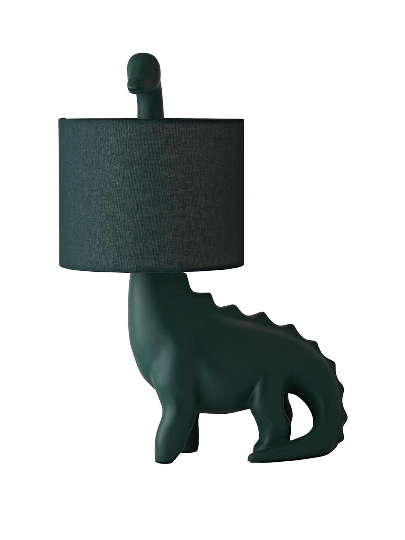 Image 2 of 7 of ValueLights Forest Green Dinosaur Table Lamp With Shade