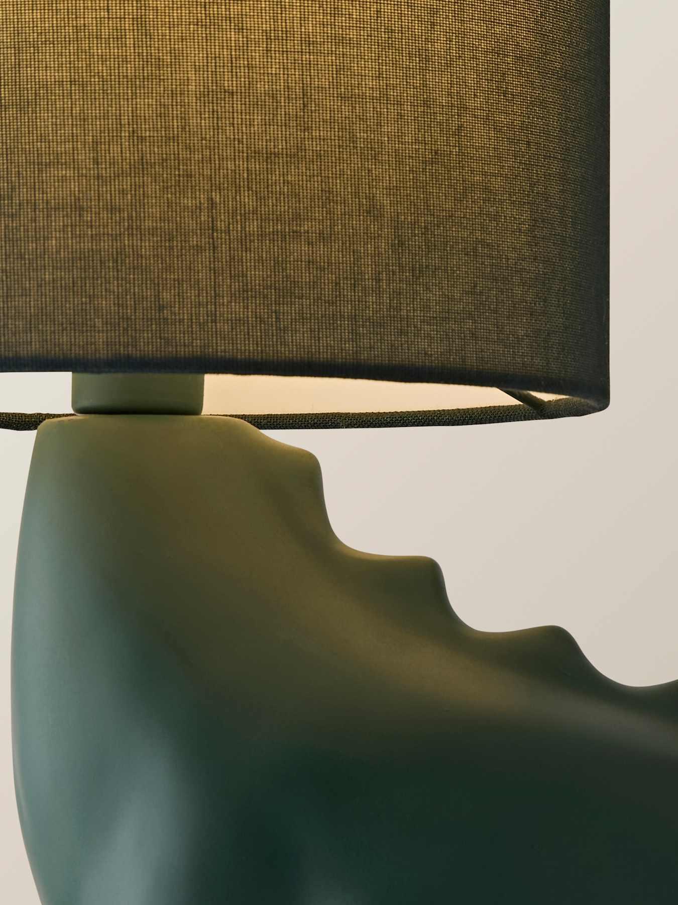 Image 3 of 7 of ValueLights Forest Green Dinosaur Table Lamp With Shade