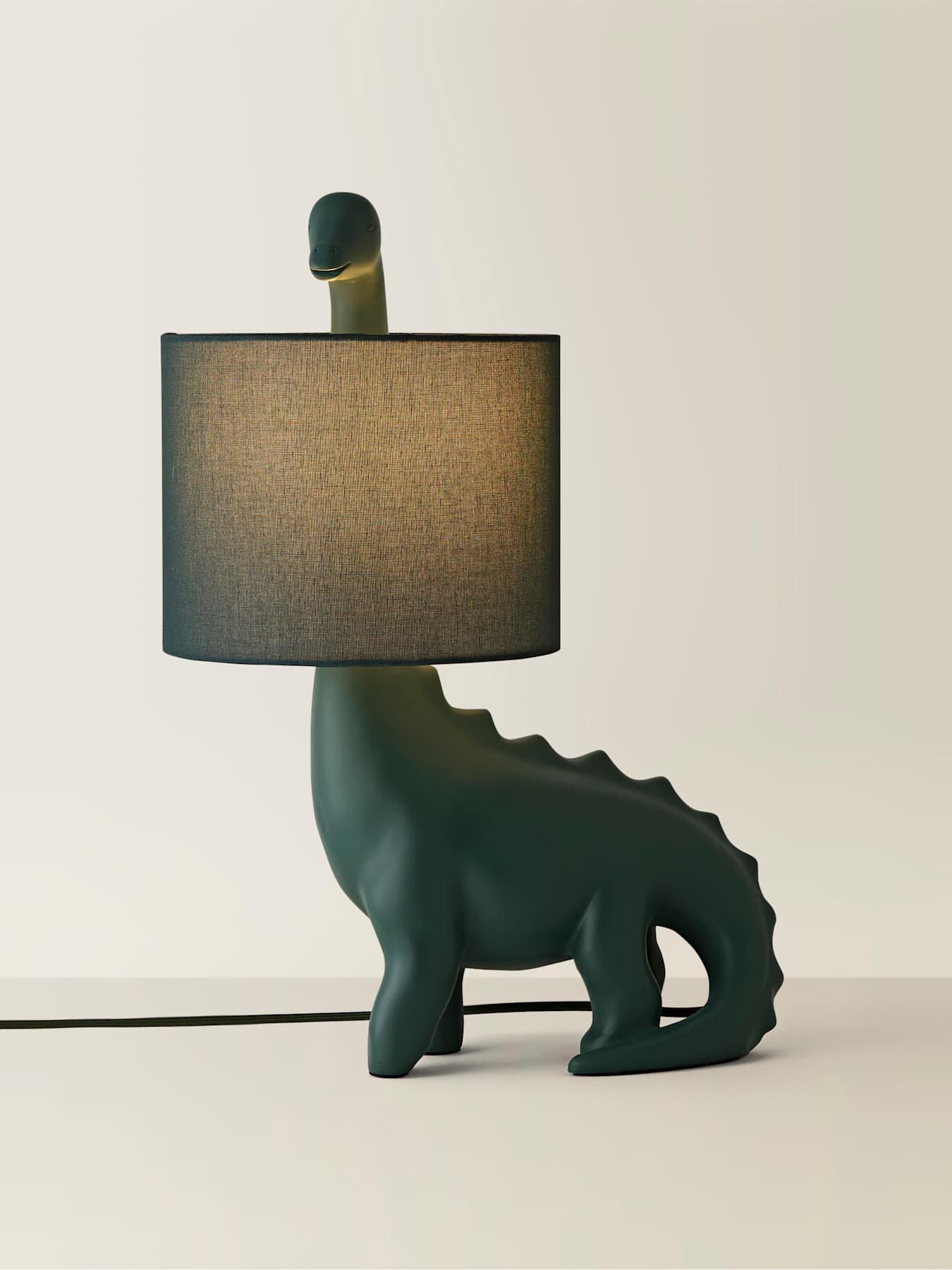 Image 6 of 7 of ValueLights Forest Green Dinosaur Table Lamp With Shade