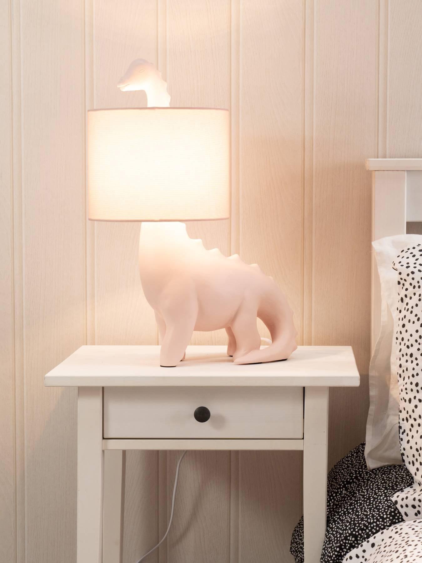 Image 1 of 7 of ValueLights Pink Dinosaur Table Lamp With Pink Shade