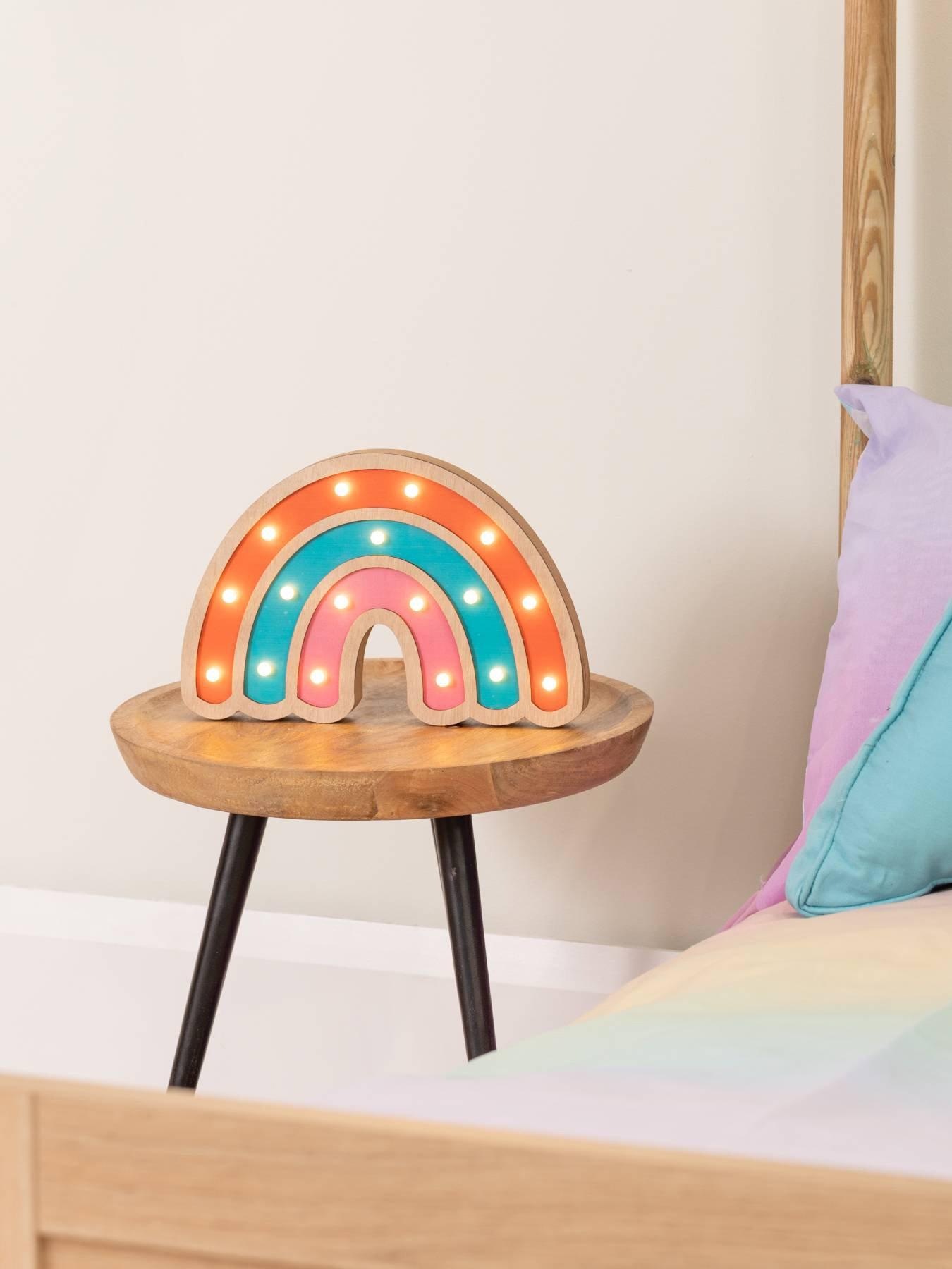 Image 1 of 7 of ValueLights Wooden Rainbow Table Lamp