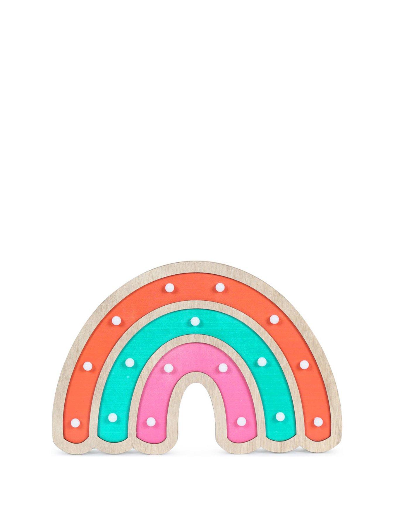 Image 2 of 7 of ValueLights Wooden Rainbow Table Lamp