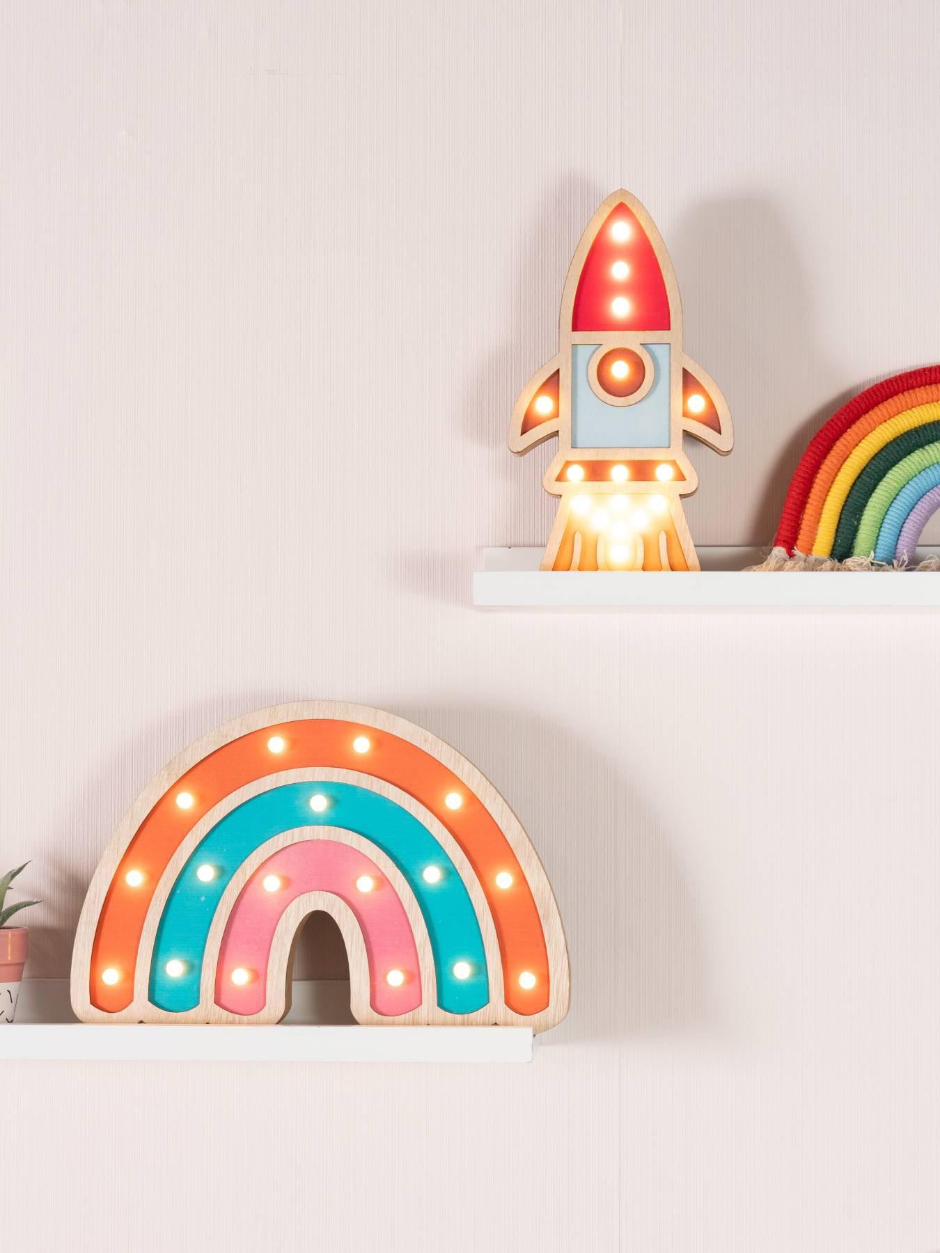 Image 4 of 7 of ValueLights Wooden Rainbow Table Lamp