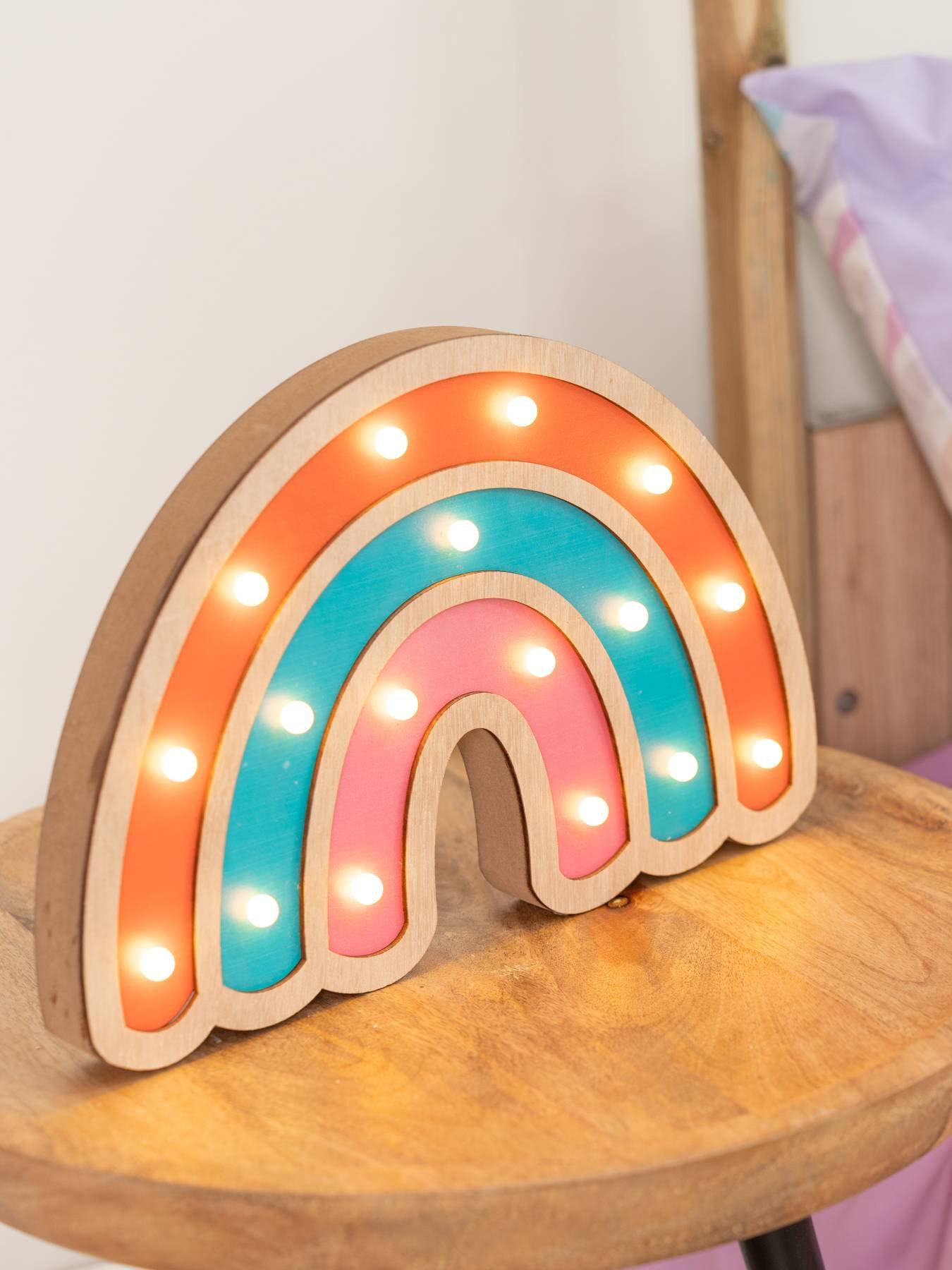 Image 7 of 7 of ValueLights Wooden Rainbow Table Lamp