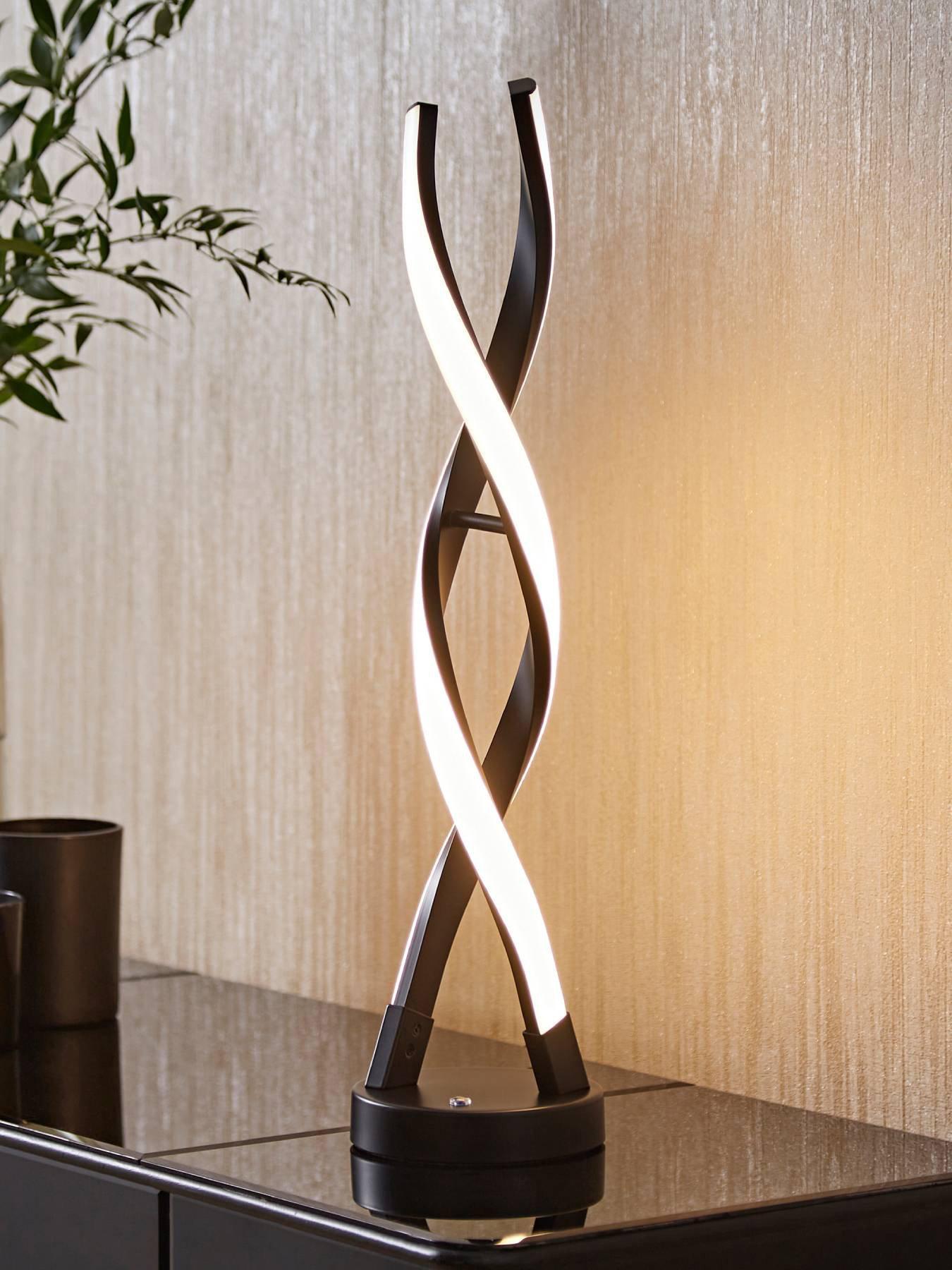 ValueLights Infinity Matt Black Double Twist Integrated Led Table Lamp
