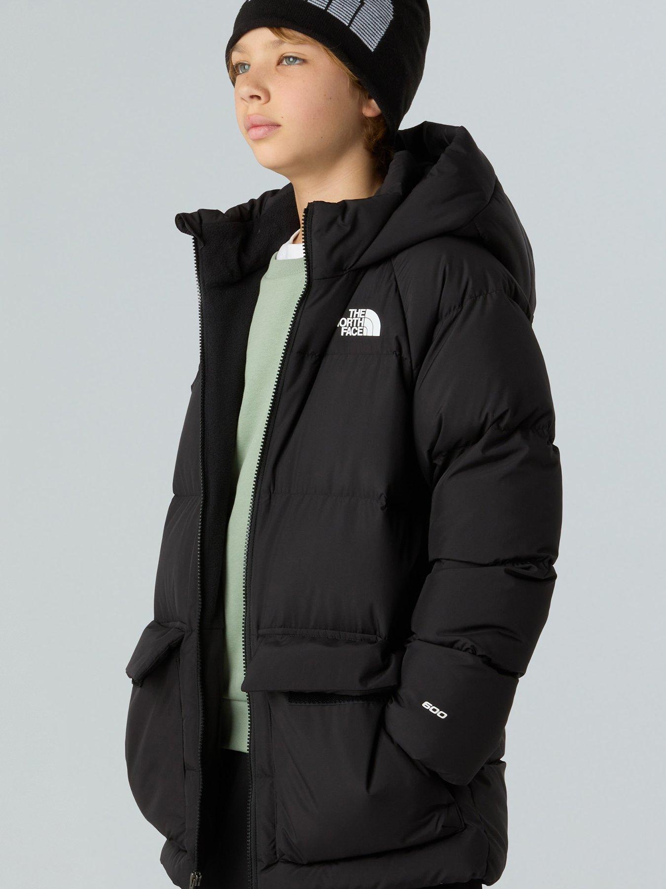 The North Face Teen Down Fleece Lined Short Parka Jacket - Black