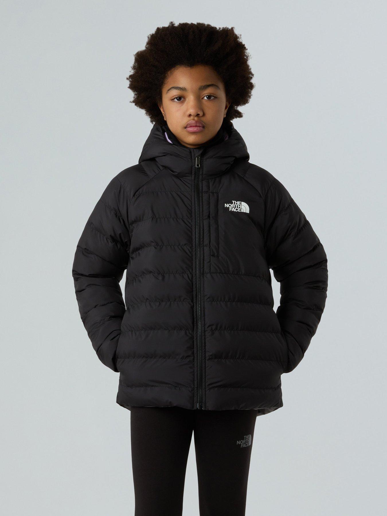 The North Face Girls Reversible Perrito Hooded Jacket, Black, Size L=12 Years