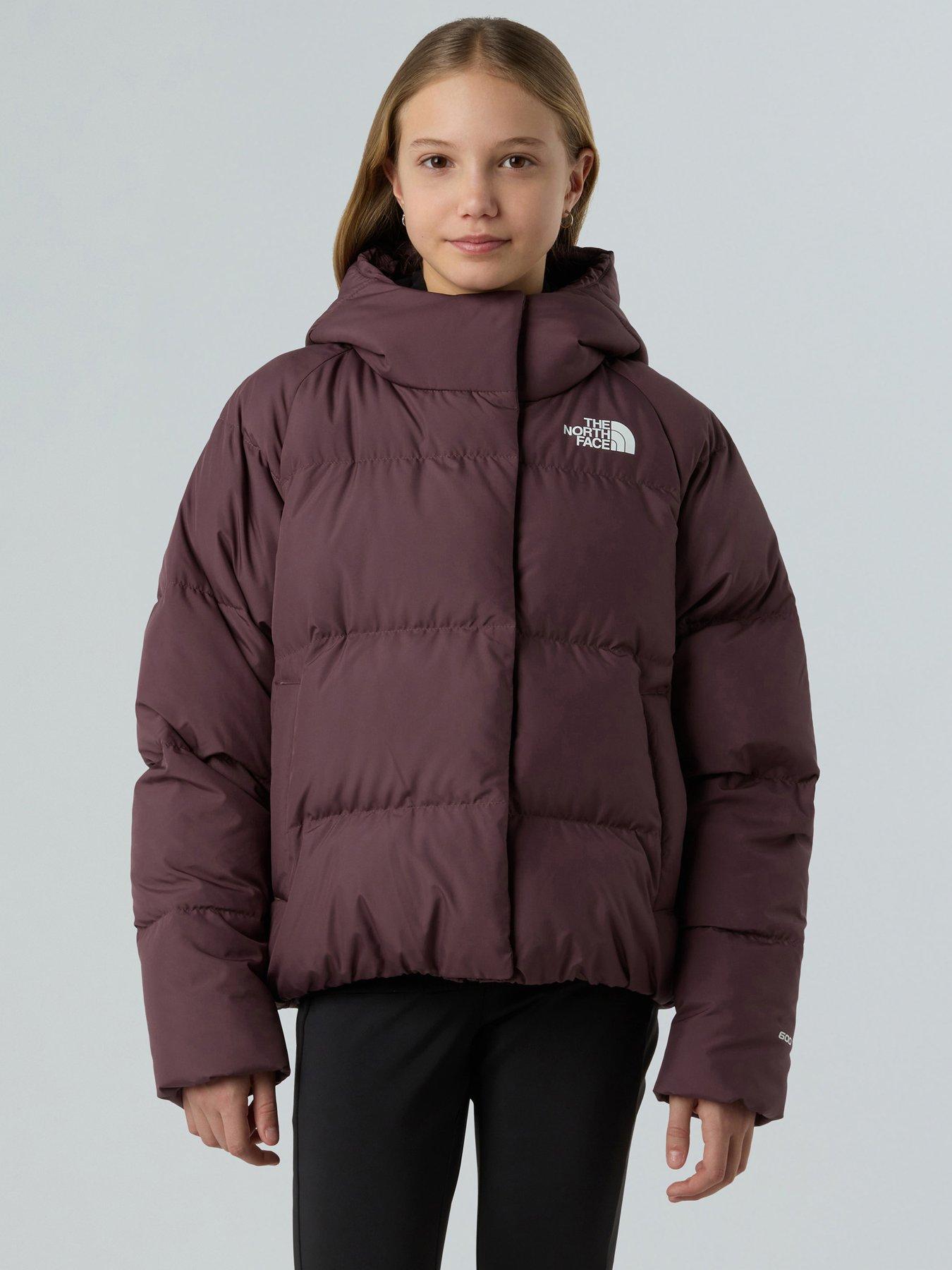 The North Face Girls Down Hooded Jacket - Brown