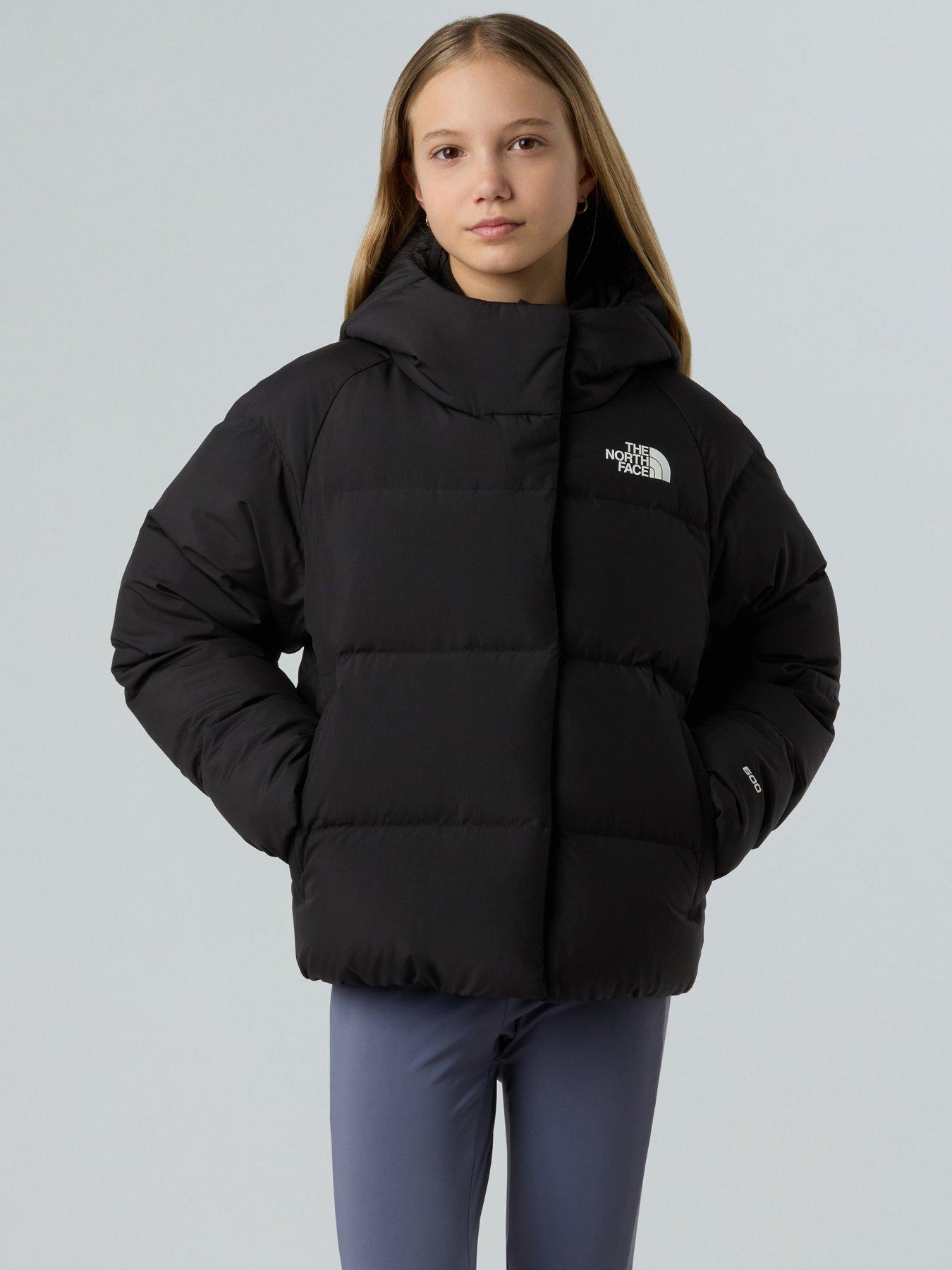 The North Face Girls Down Hooded Jacket - Black
