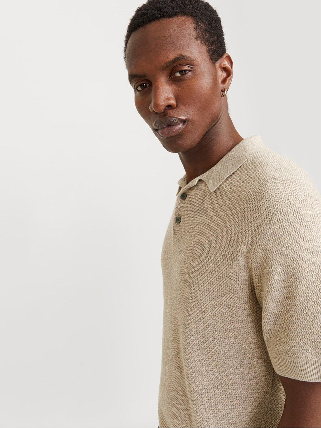 Image 4 of 6 of Jack & Jones Jack &amp; Jones Premium Knitted Polo Shirt - Beige