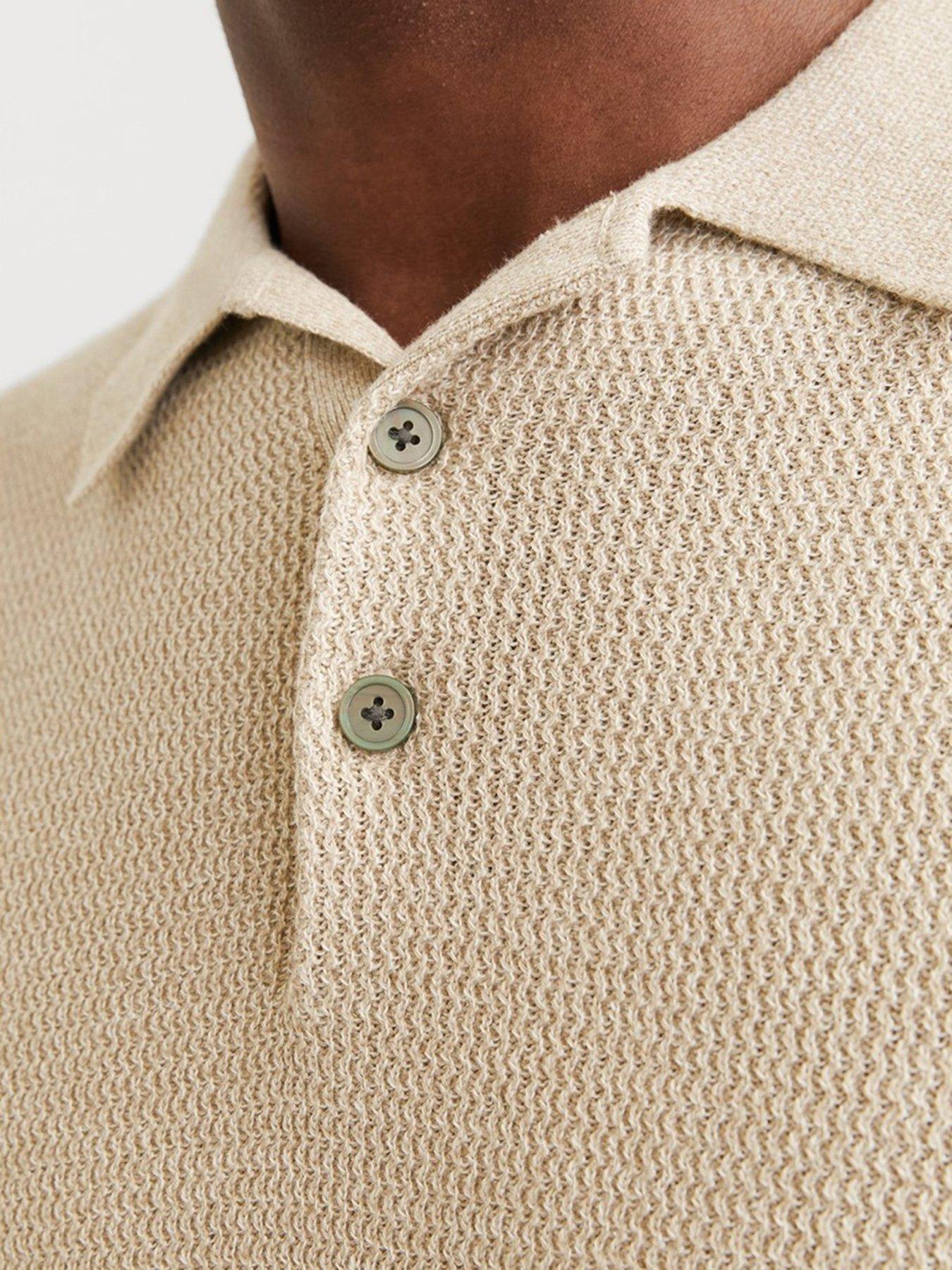 Image 5 of 6 of Jack & Jones Jack &amp; Jones Premium Knitted Polo Shirt - Beige