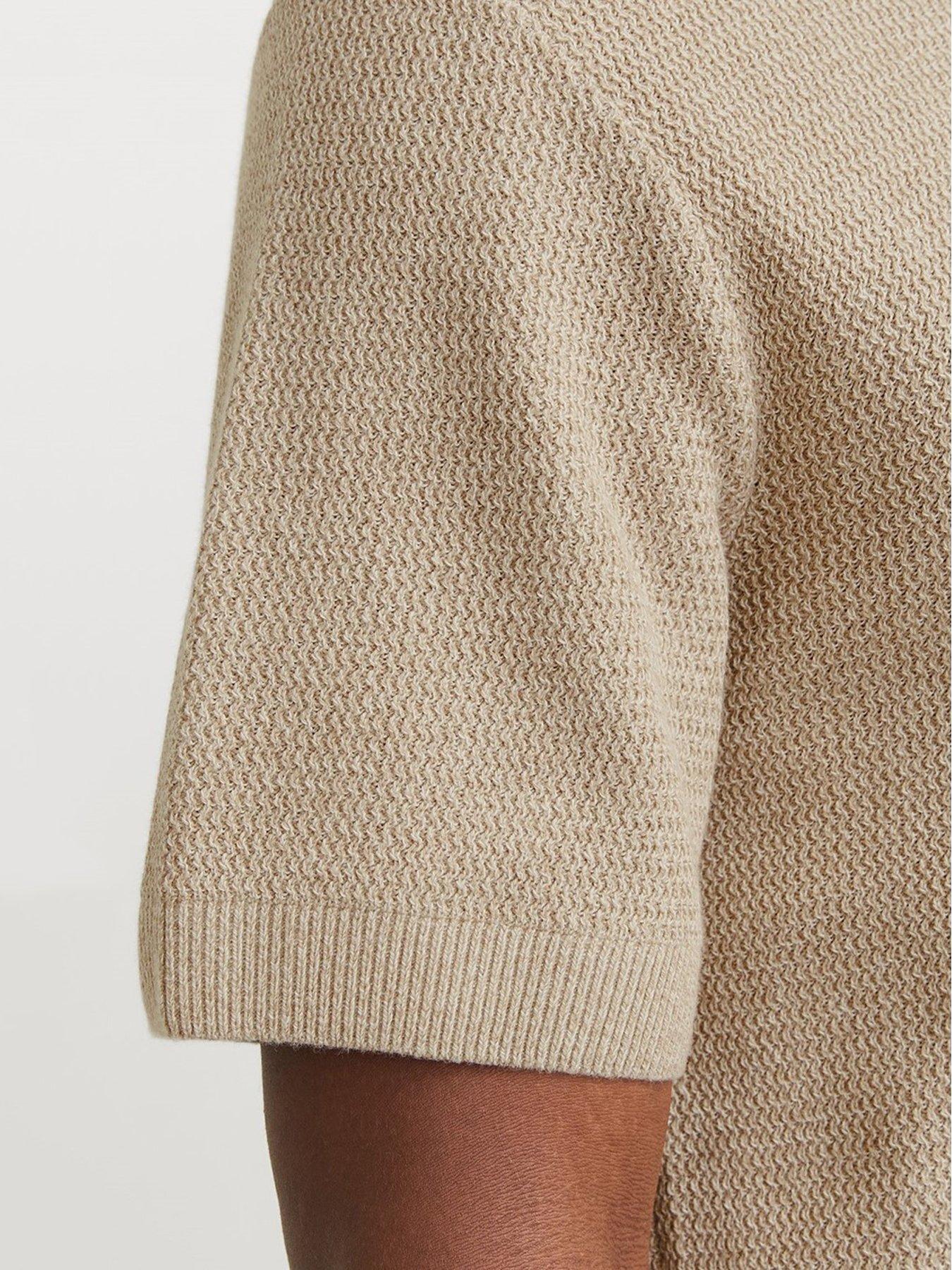 Image 6 of 6 of Jack & Jones Jack &amp; Jones Premium Knitted Polo Shirt - Beige