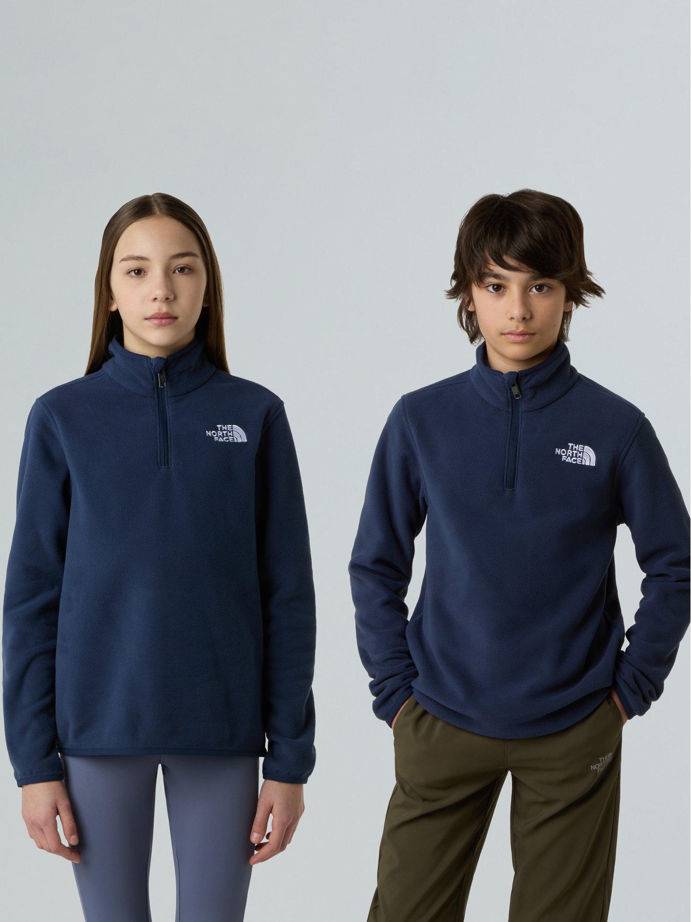 The North Face: Teen Glacier 1/4 Zip Pullover Fleece - Navy