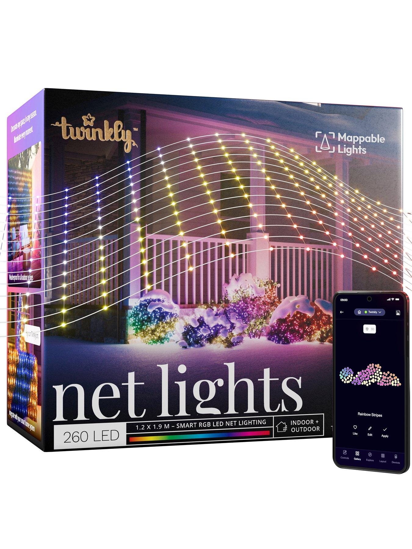 Twinkly 260 Smart RGB LEDs IP44 Indoor/Outdoor Christmas Net Lights - 1.2 x 1.9 M