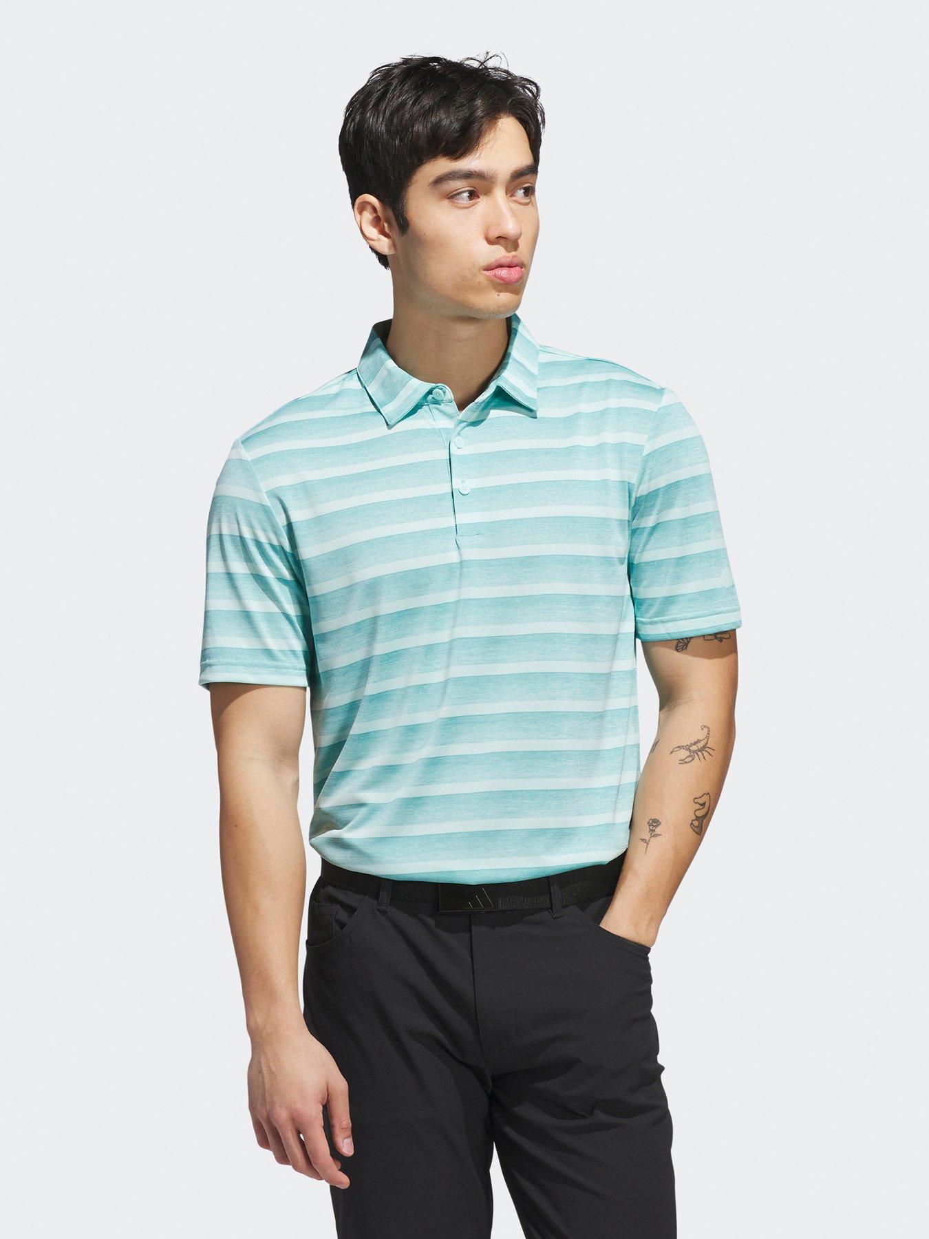 adidas Mens Golf 2 Colour Stripe Polo T-Shirt - Green