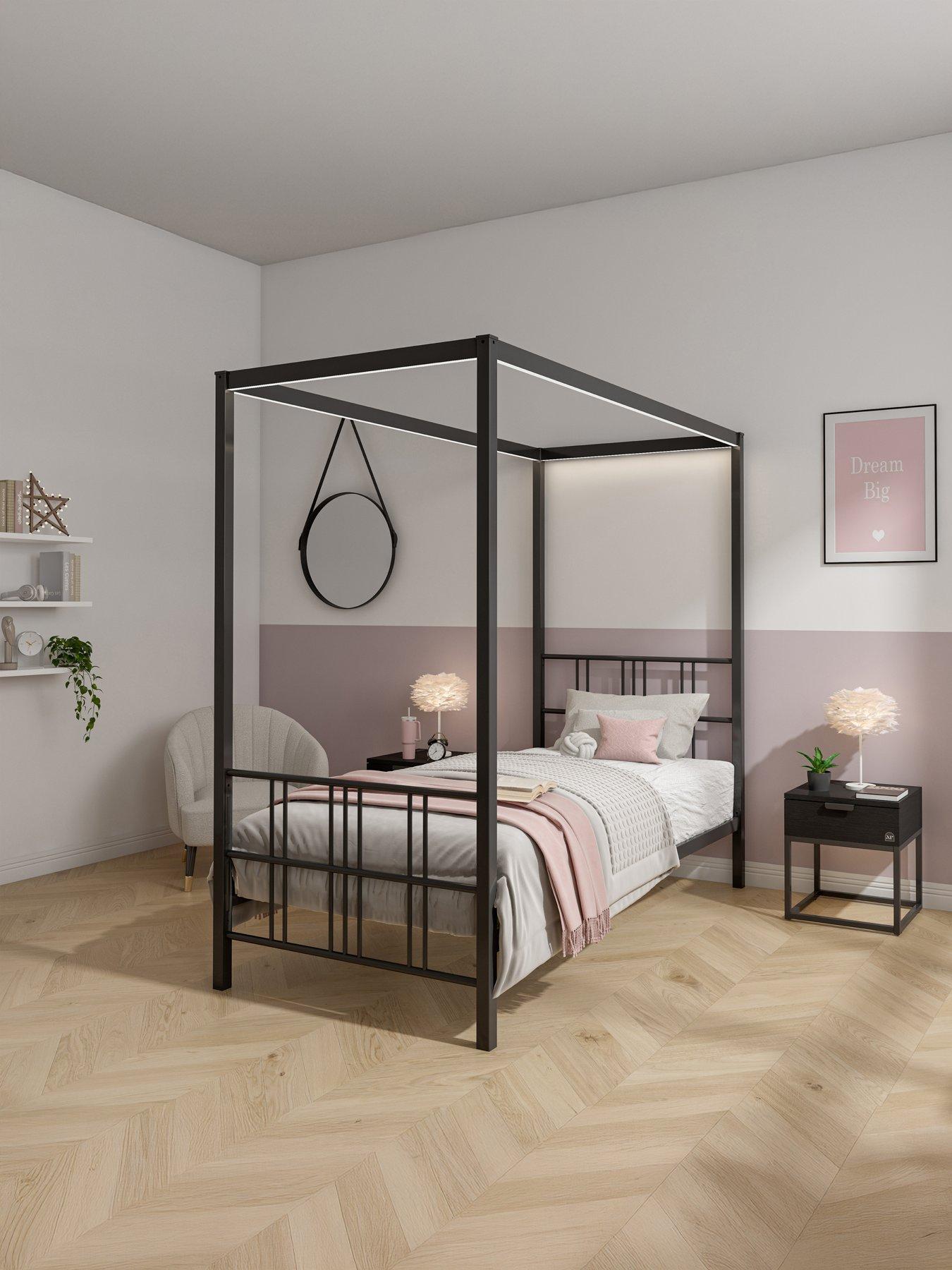undefined Fern Four Poster Canopy Bed With Led Lighting