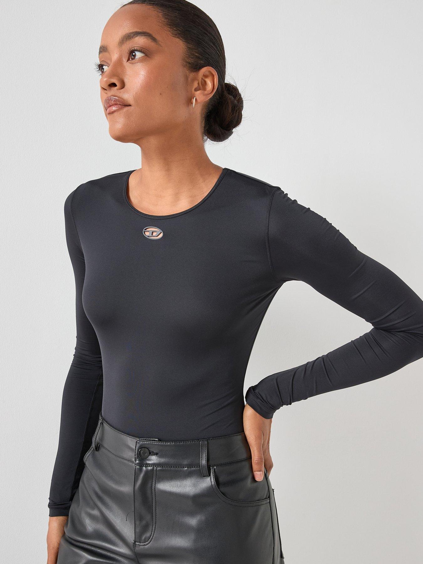 Diesel Angelina D Logo Long Sleeve Bodysuit - Black