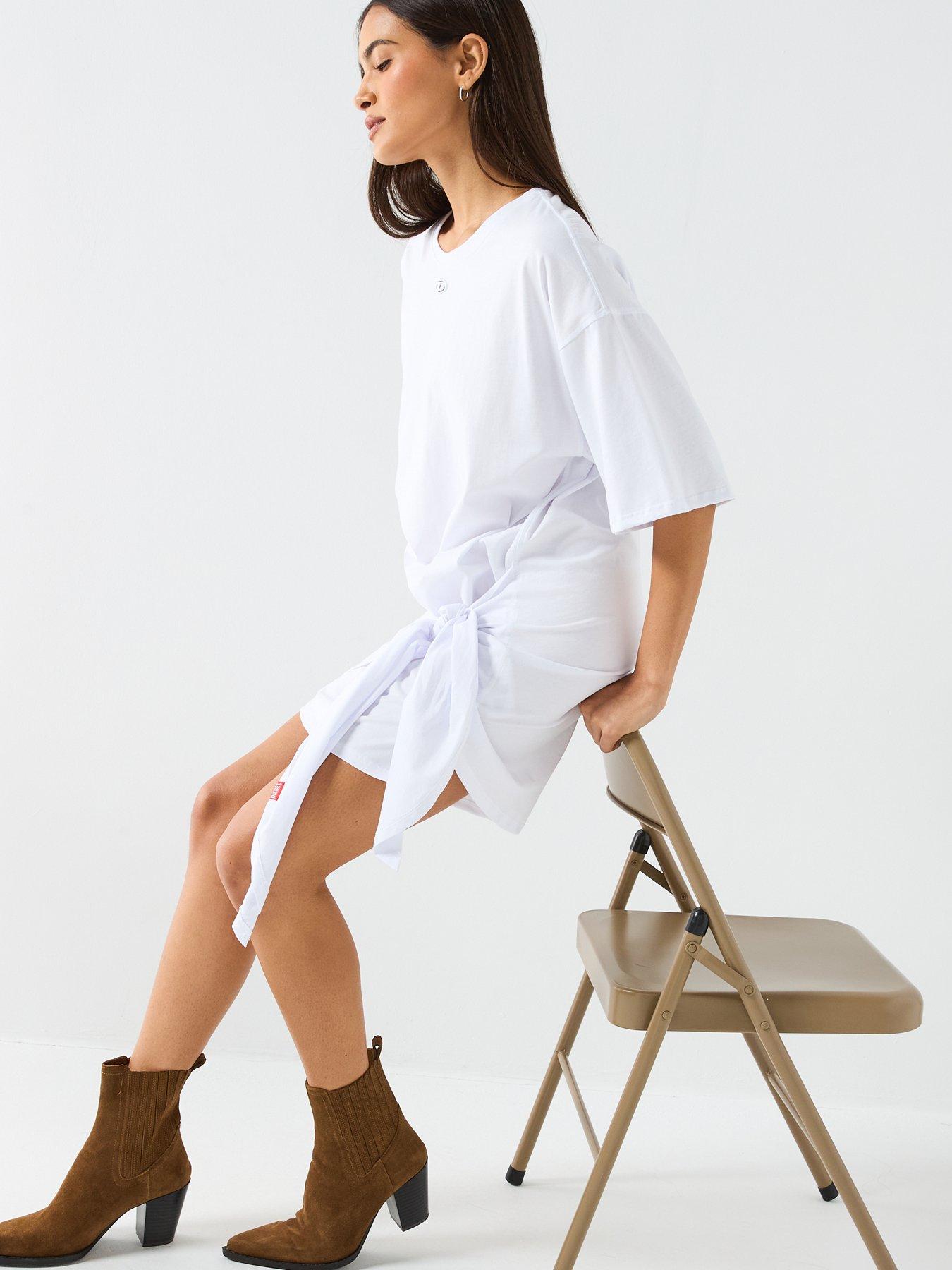 Image 3 of 6 of Diesel D-Eivor Wrap T-Shirt Dress - White