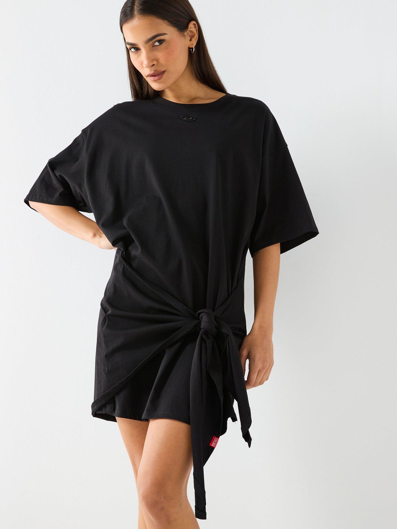 Image 1 of 6 of Diesel D-Eivor Wrap T-Shirt Dress - Black