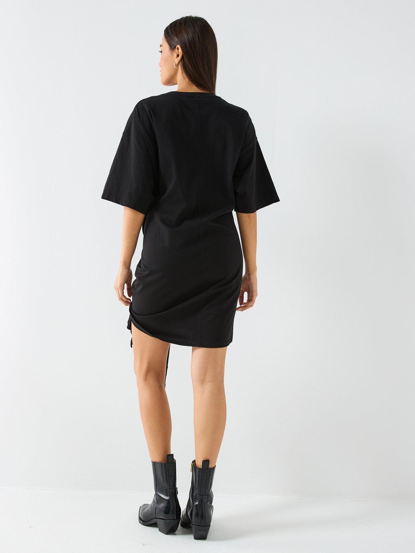 Image 2 of 6 of Diesel D-Eivor Wrap T-Shirt Dress - Black